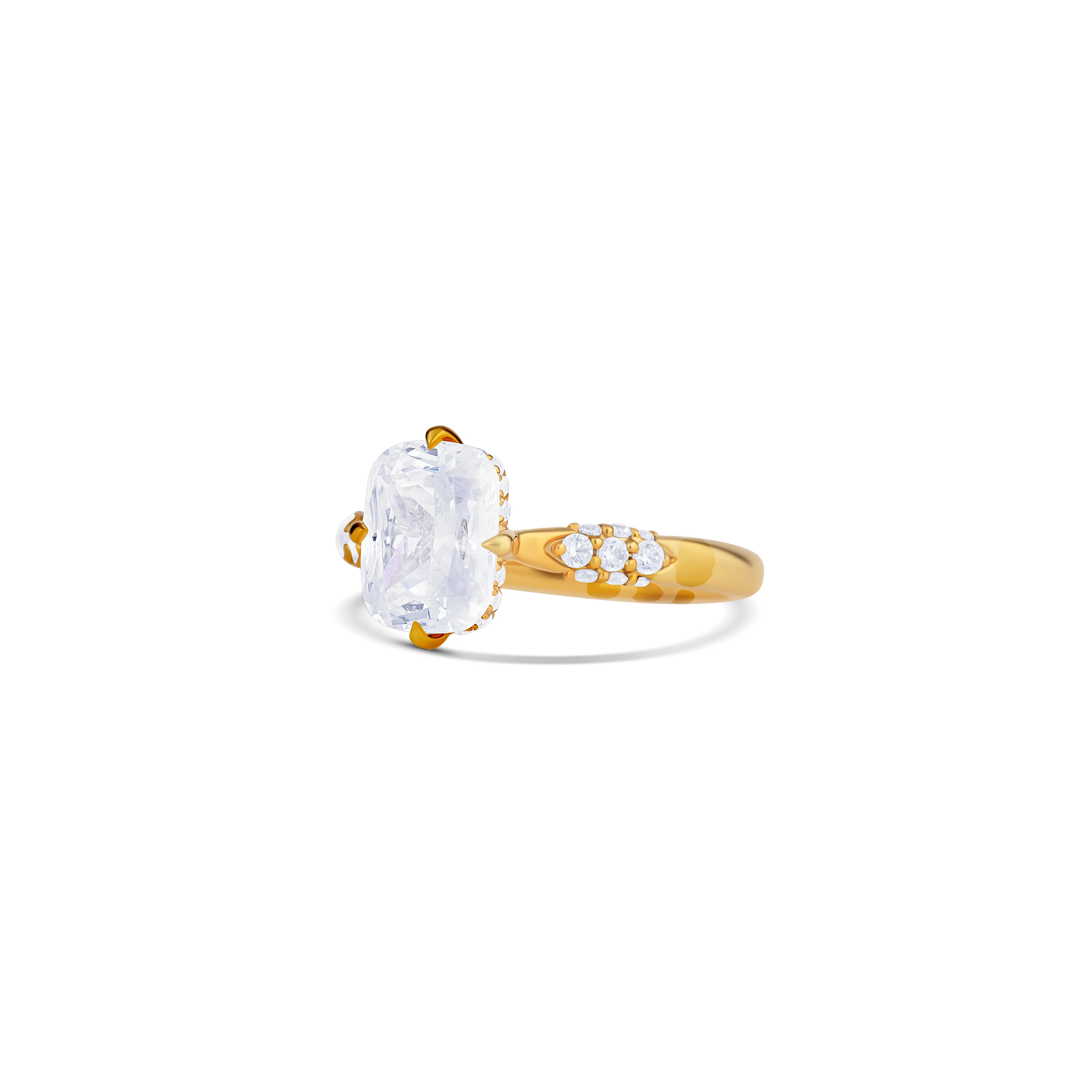 14K Yellow Gold Hidden Halo Round Diamond Engagement Ring - Image 2