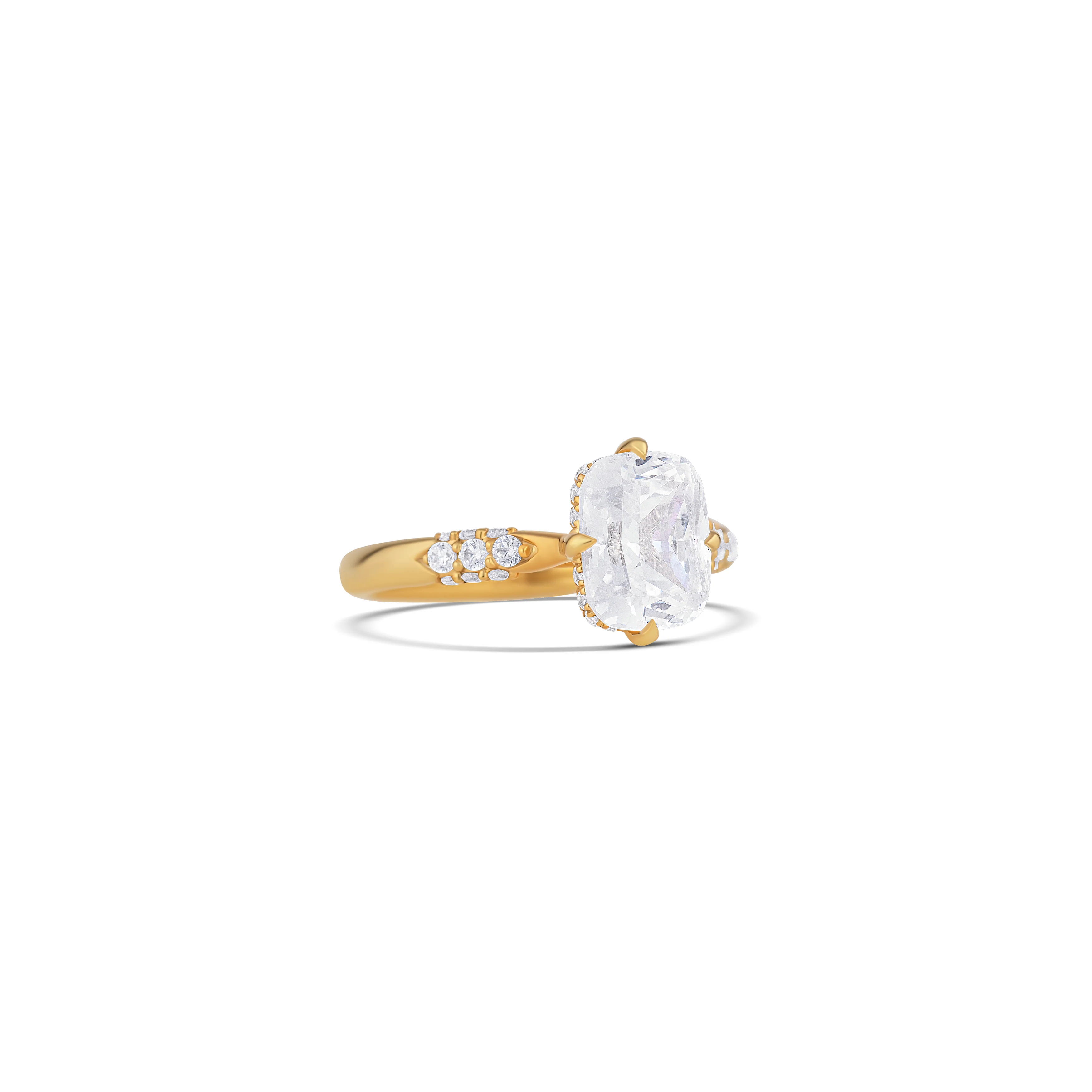 14K Yellow Gold Hidden Halo Round Diamond Engagement Ring - Image 3