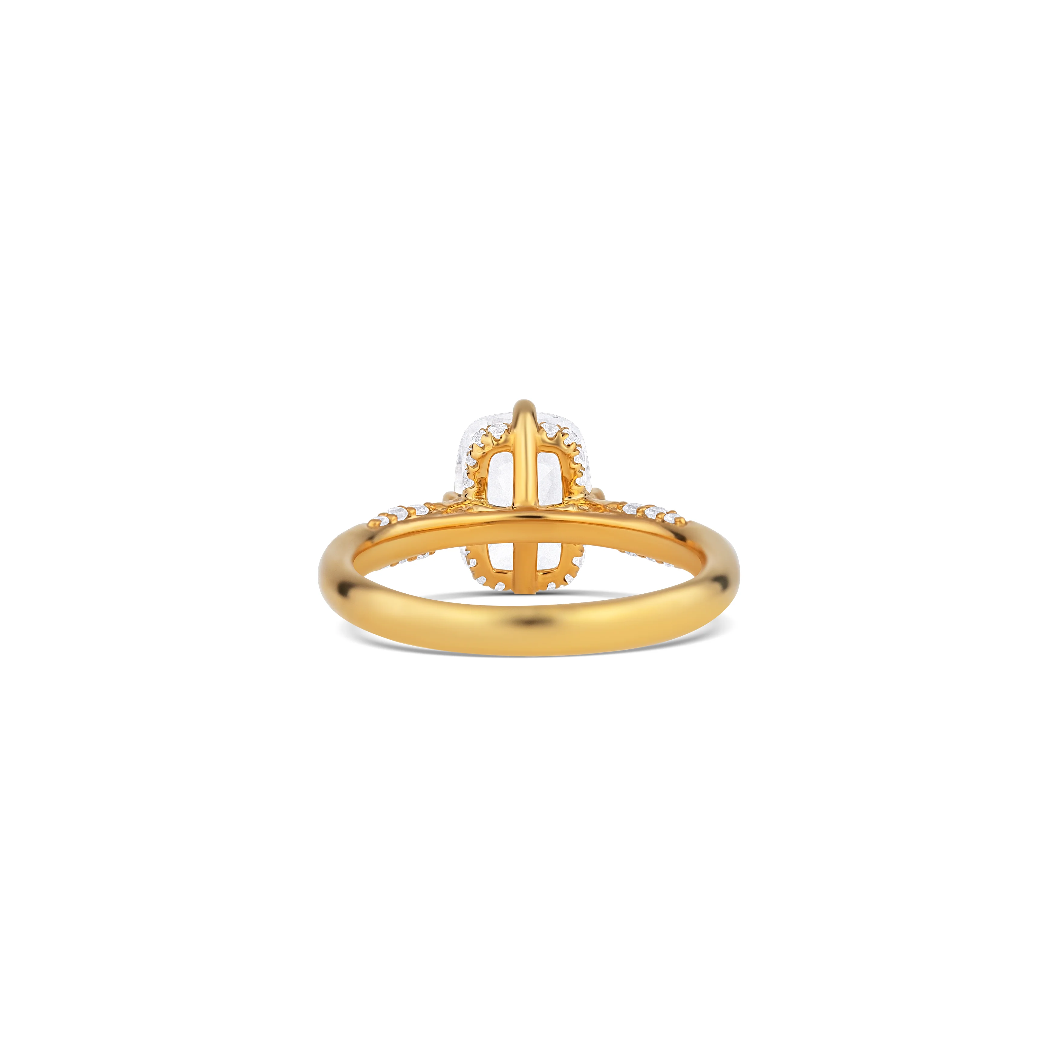 14K Yellow Gold Hidden Halo Round Diamond Engagement Ring - Image 4