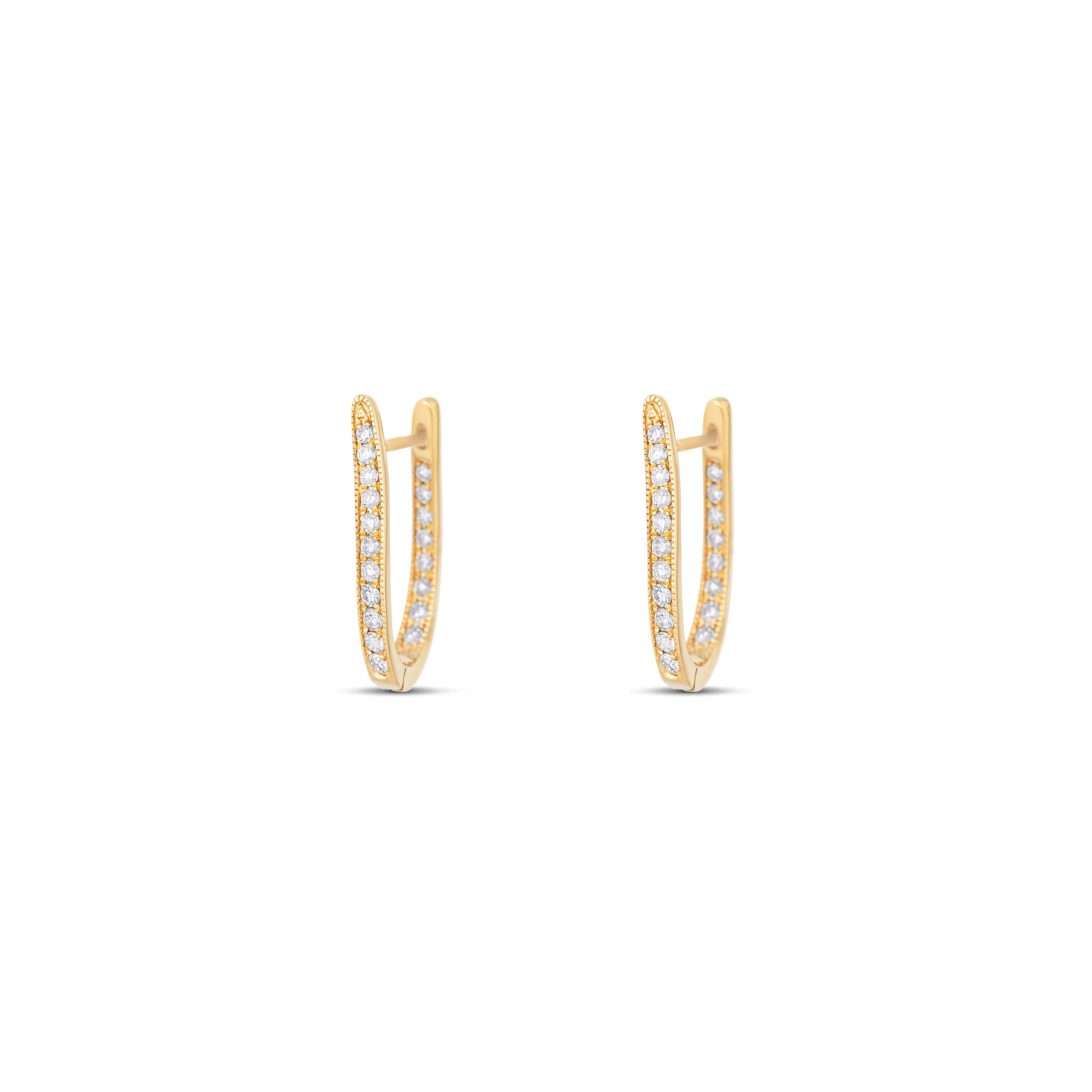 14K Yellow Gold Inside-Out Round Diamond Hoop Earrings - Image 2