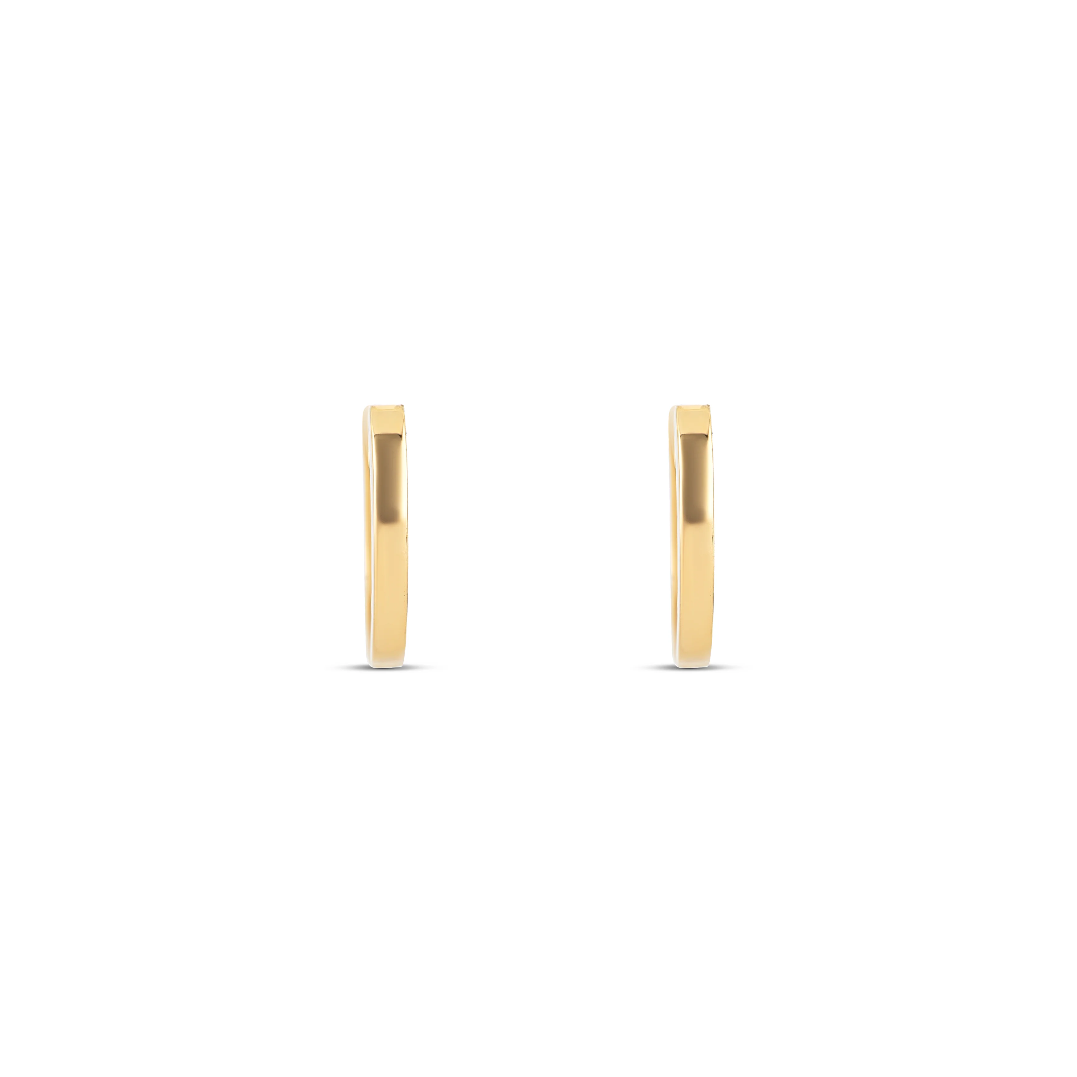 14K Yellow Gold Inside-Out Round Diamond Huggie Earrings - Image 4