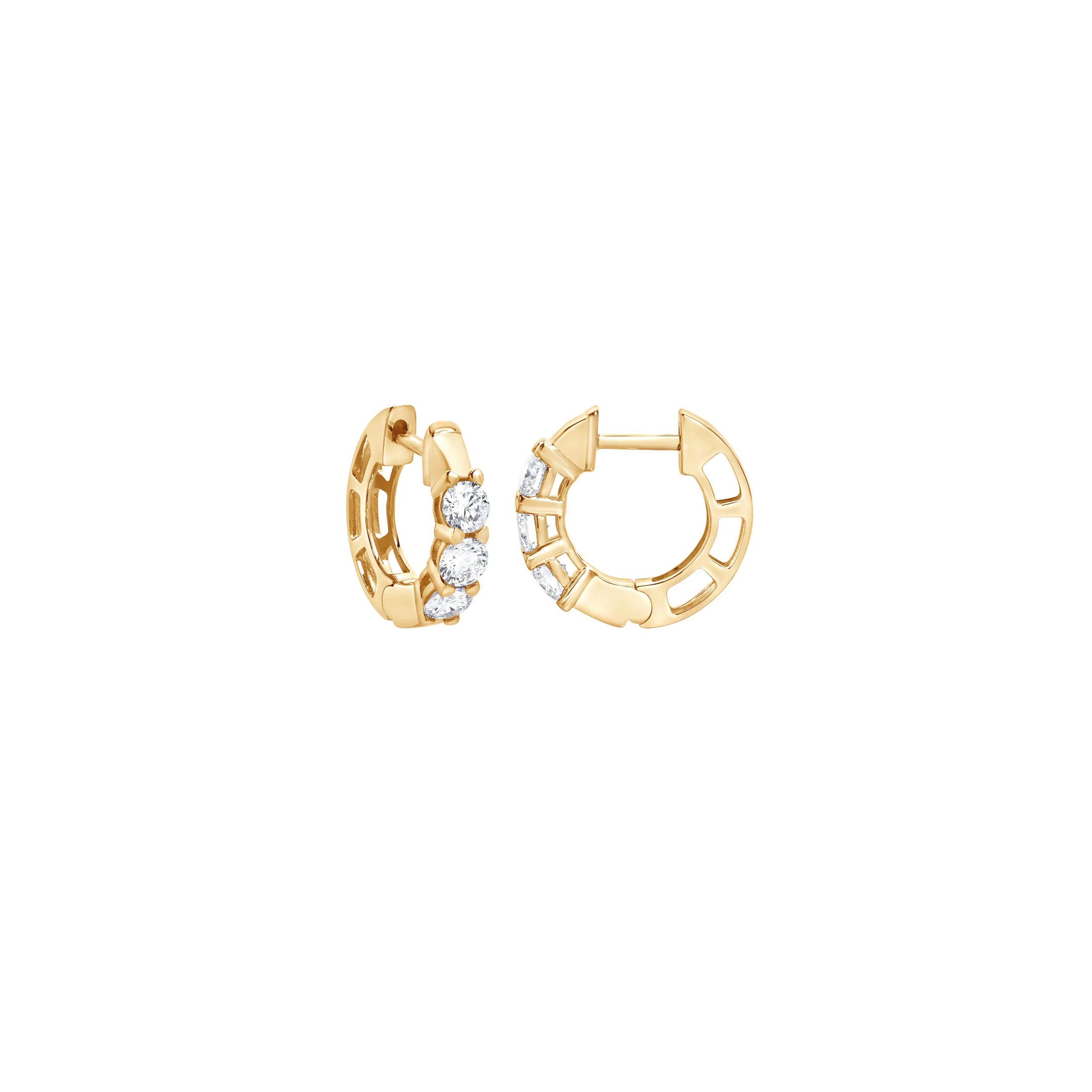 14K Yellow Gold Lab Grown Diamond Huggie Earrings 0.95ctw