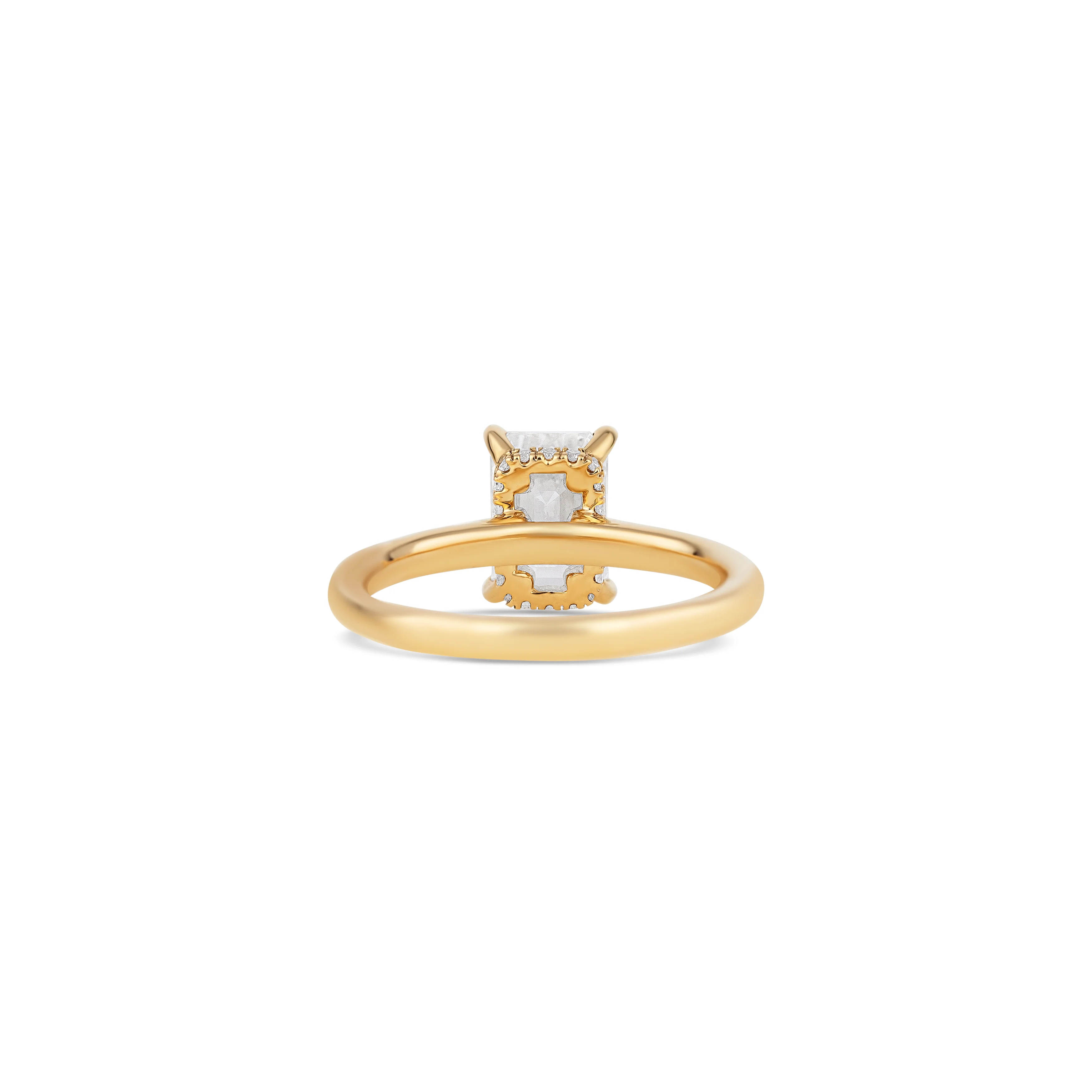 14K Yellow Gold Lab Grown Emerald Diamond Halo Engagement Ring - Image 4