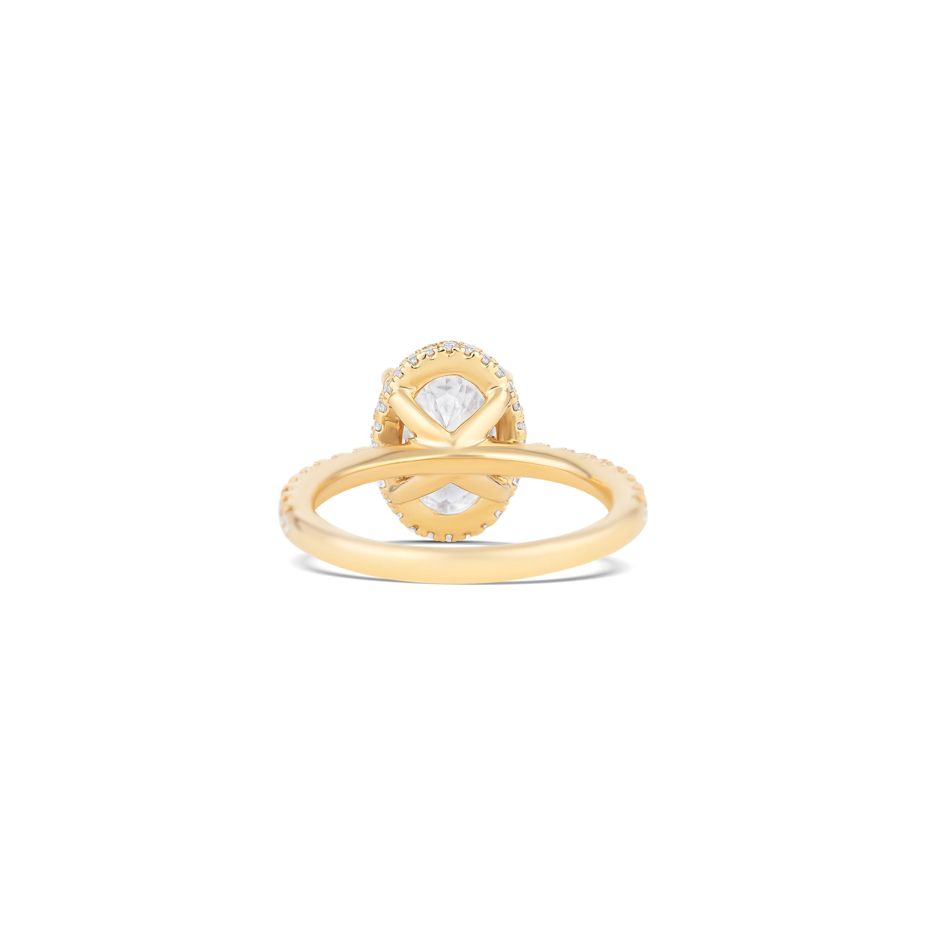 14K Yellow Gold Lab Grown Oval Diamond Pave Halo Engagement Ring - Image 4