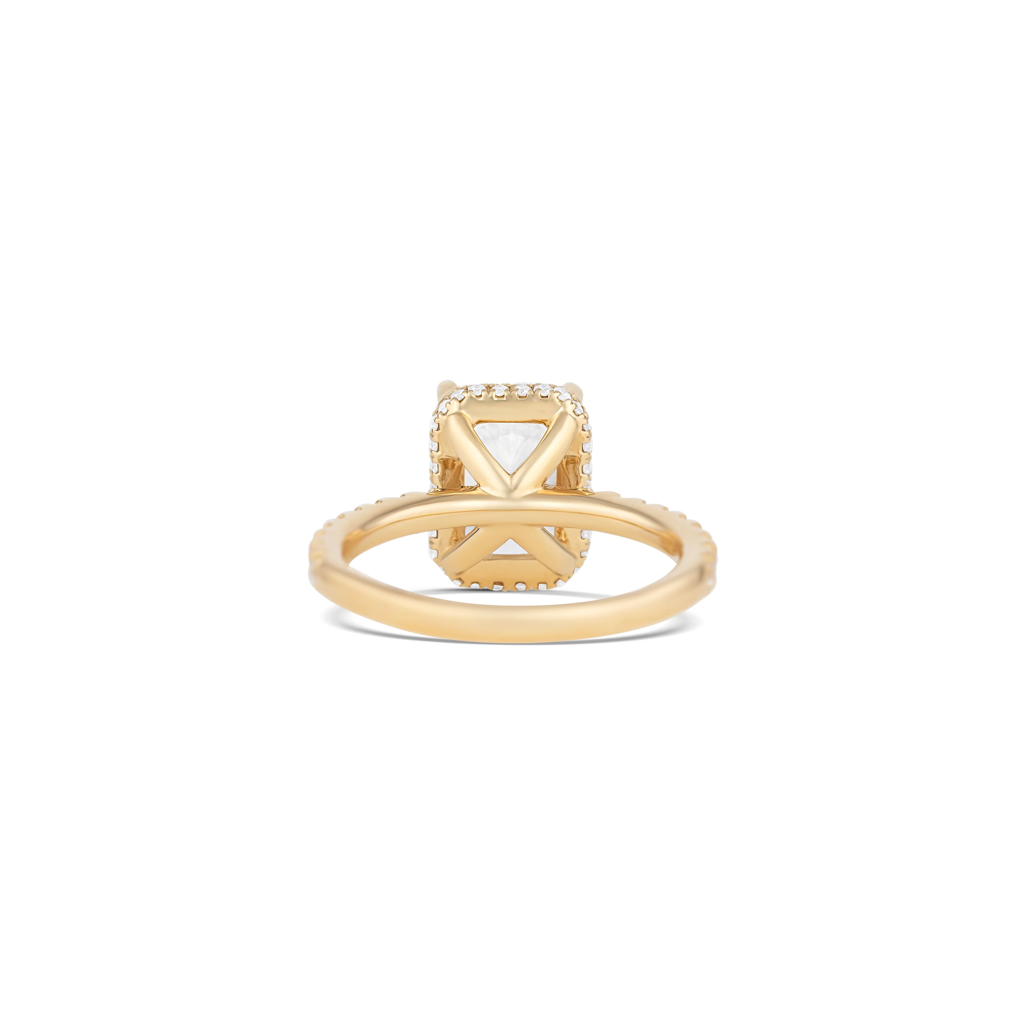 14K Yellow Gold Lab Grown Radiant Diamond Pave Halo Engagement Ring - Image 4