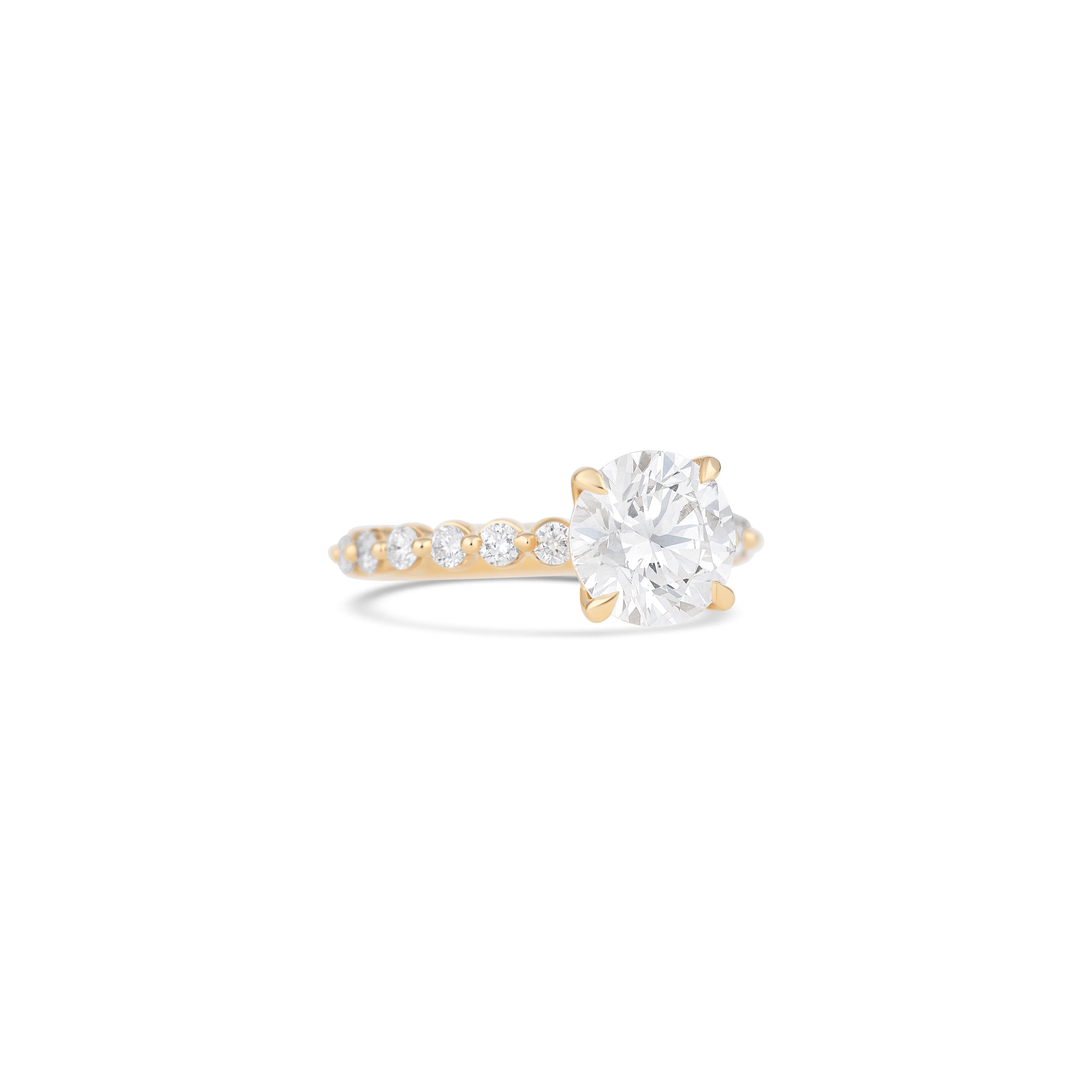 14K Yellow Gold Lab Grown Round Diamond Engagement Ring - Image 3