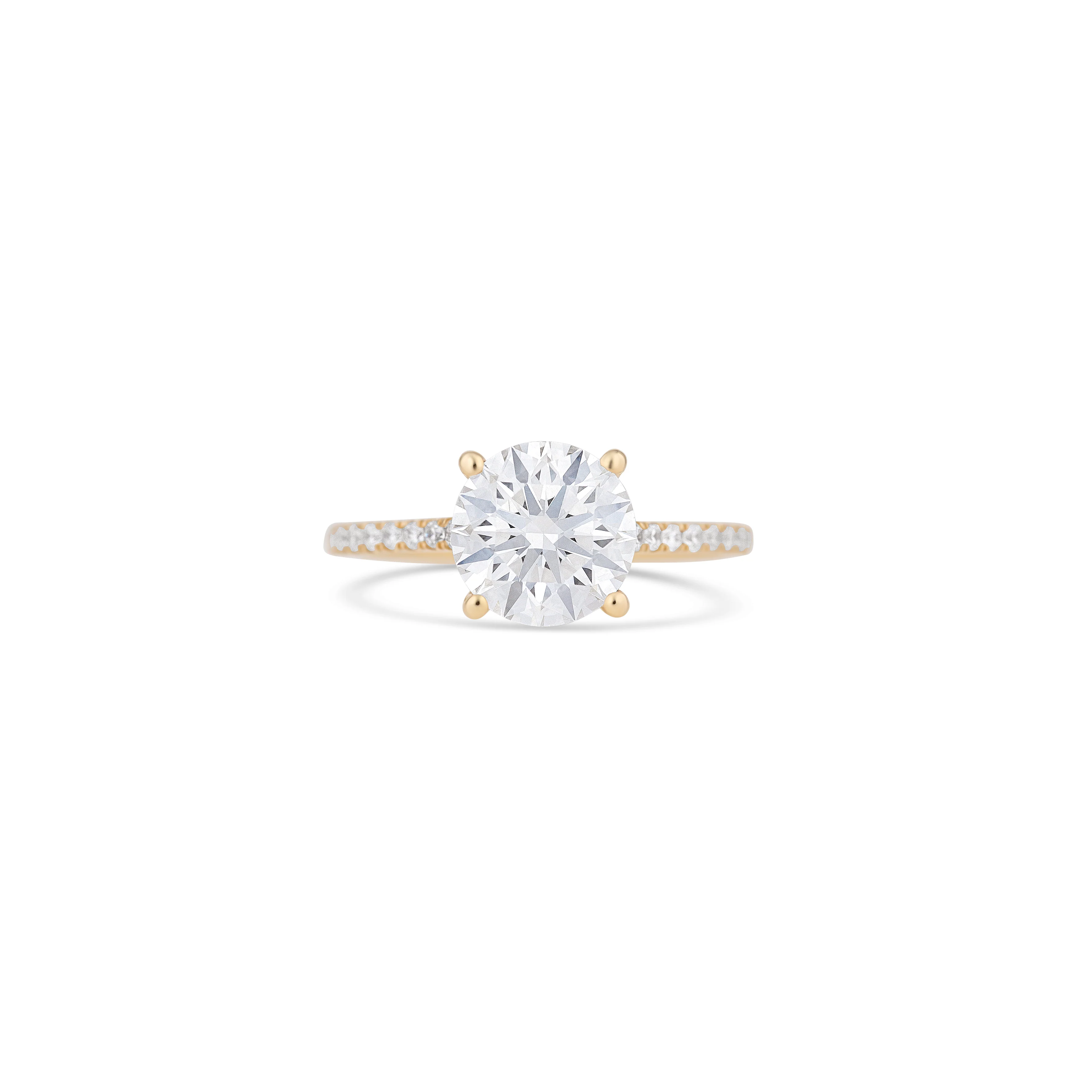 14K Yellow Gold Lab Grown Round Diamond Halo Engagement Ring