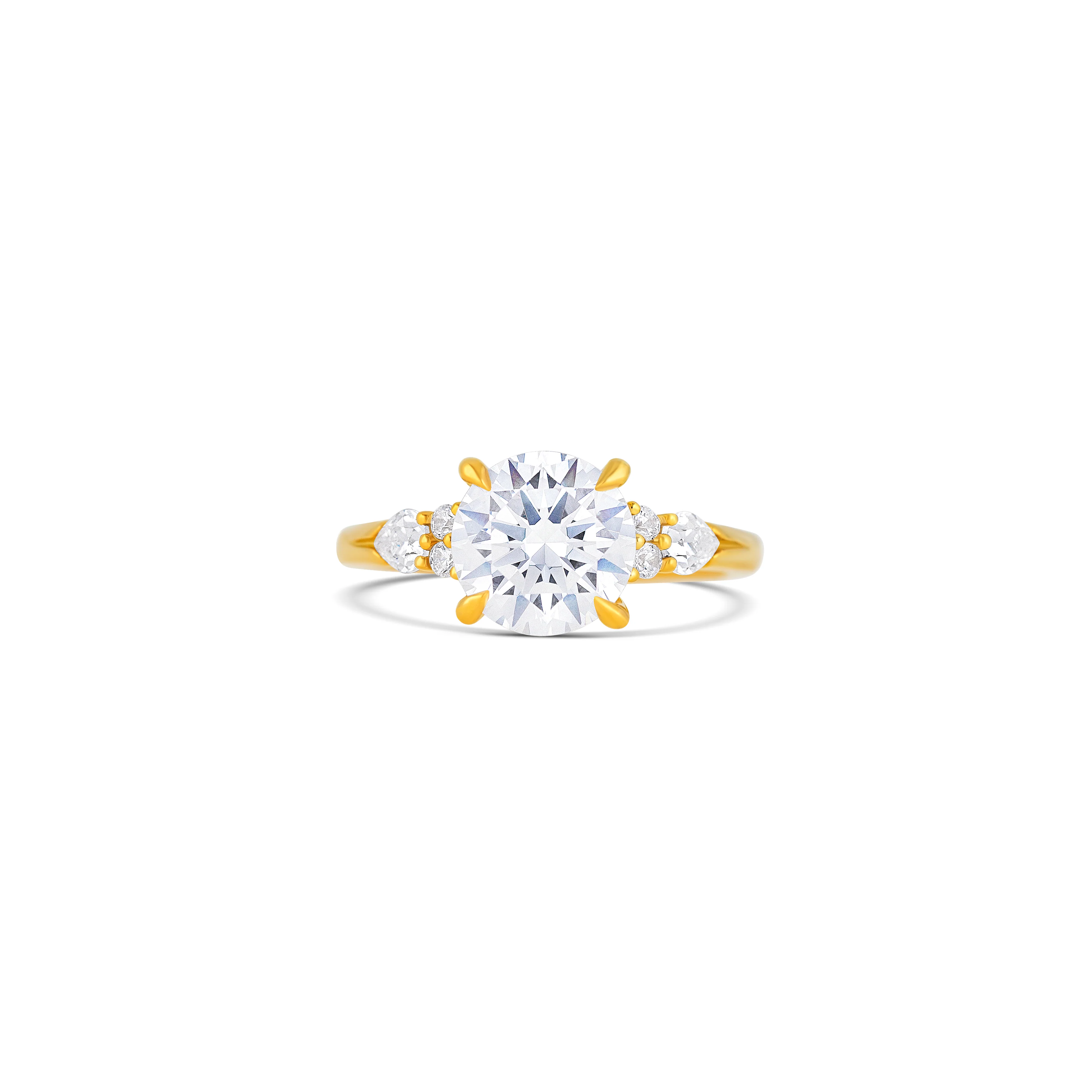 14K Yellow Gold Leaf Motif Diamond Engagement Ring Setting