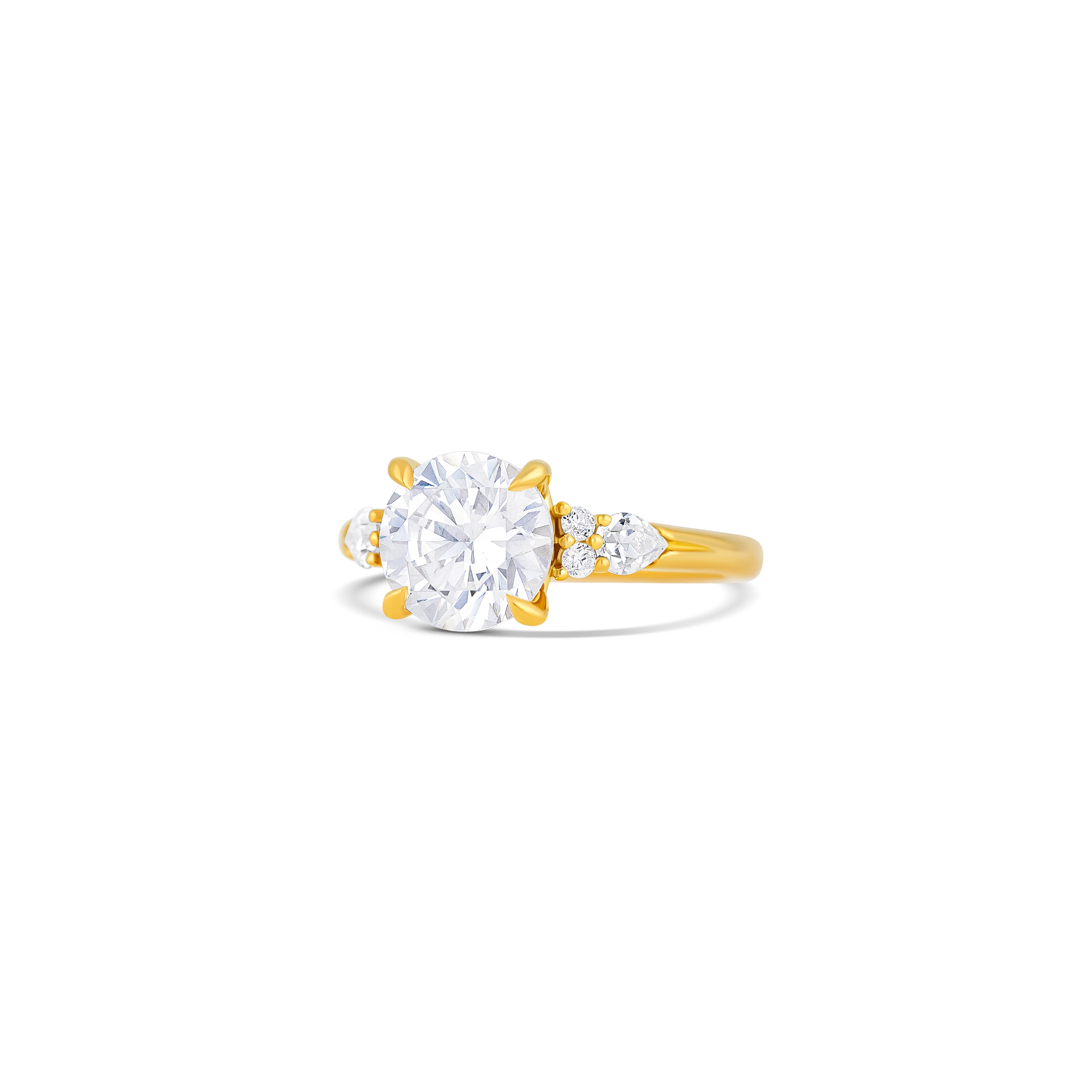 14K Yellow Gold Leaf Motif Diamond Engagement Ring Setting - Image 2