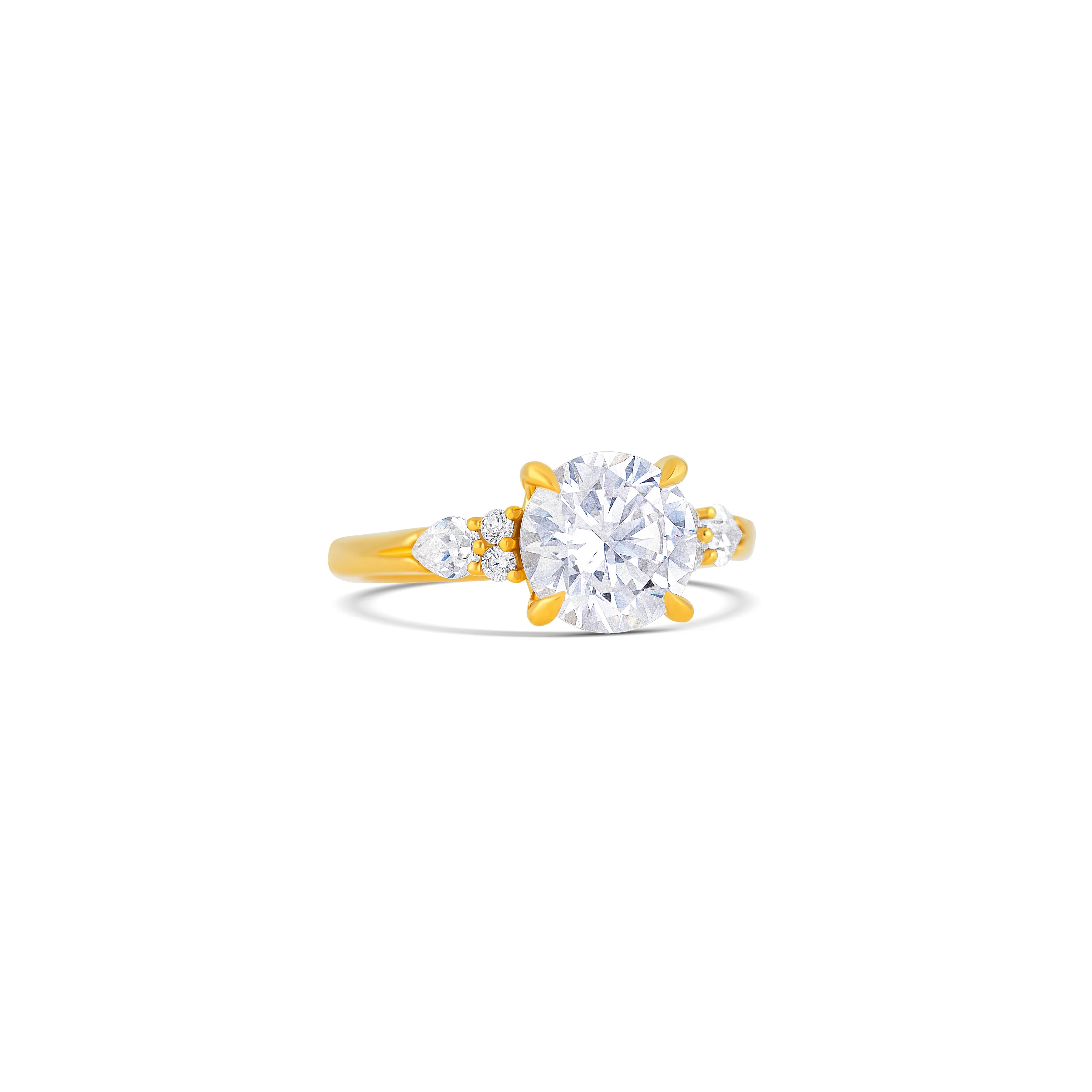 14K Yellow Gold Leaf Motif Diamond Engagement Ring Setting - Image 3