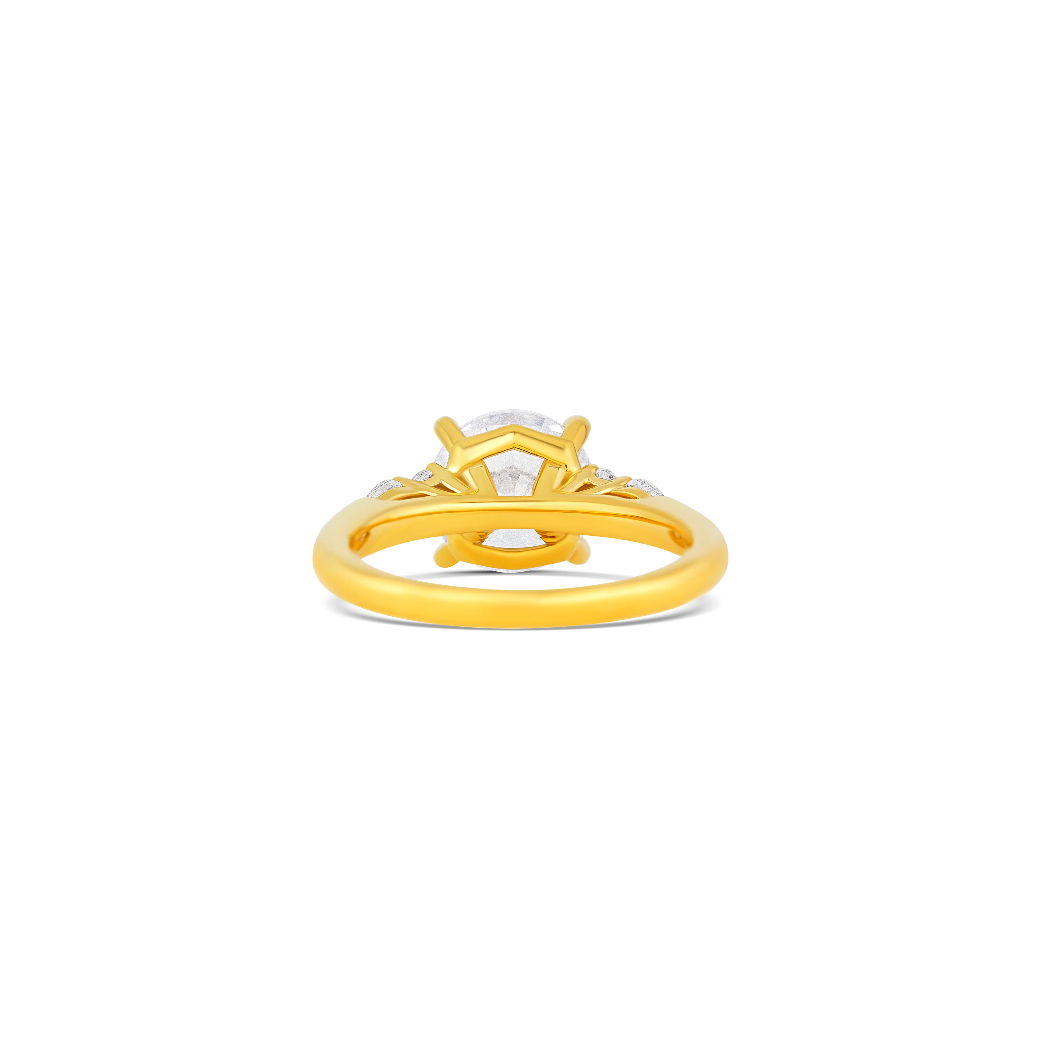 14K Yellow Gold Leaf Motif Diamond Engagement Ring Setting - Image 4