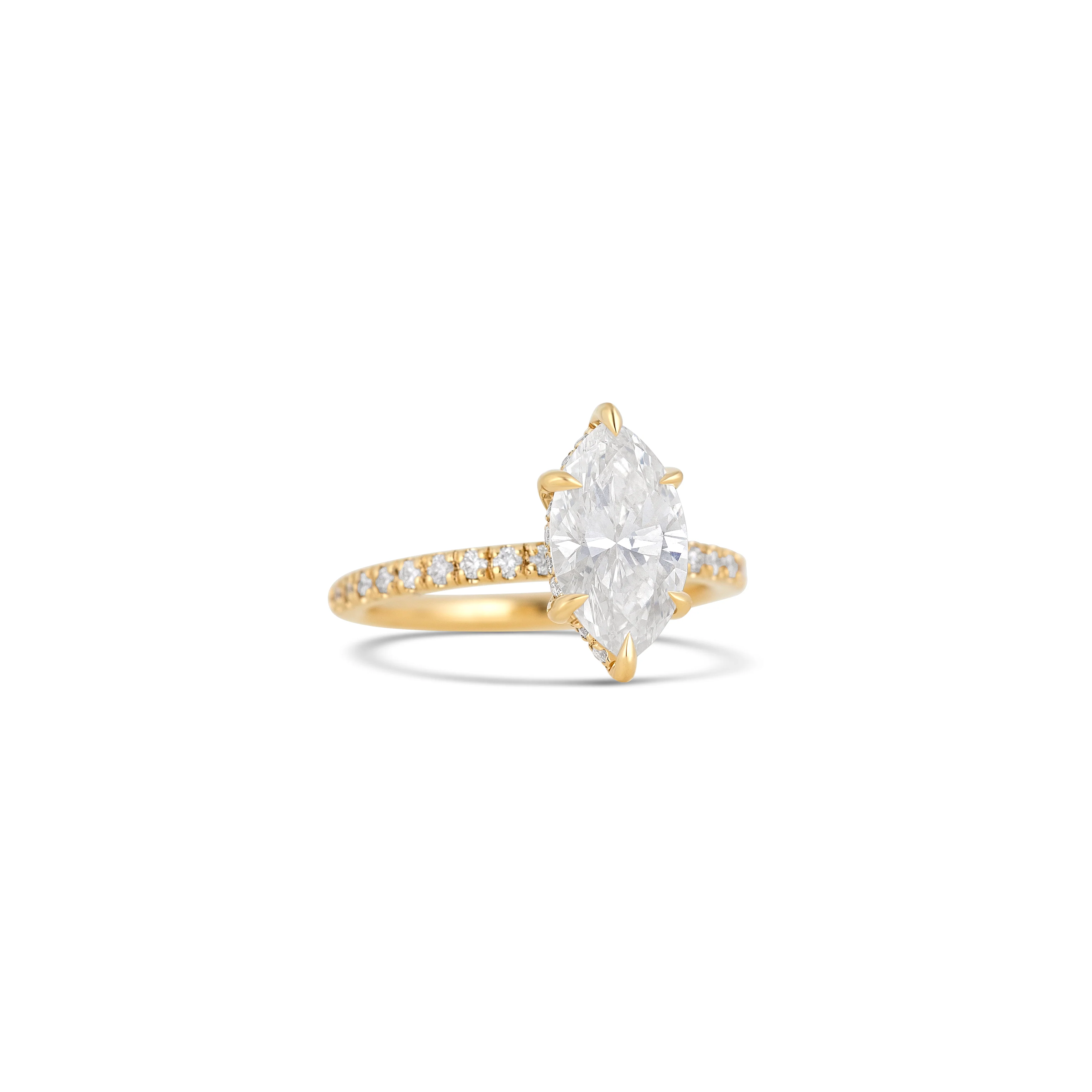 14K Yellow Gold Marquise Diamond Engagement Ring - Image 3