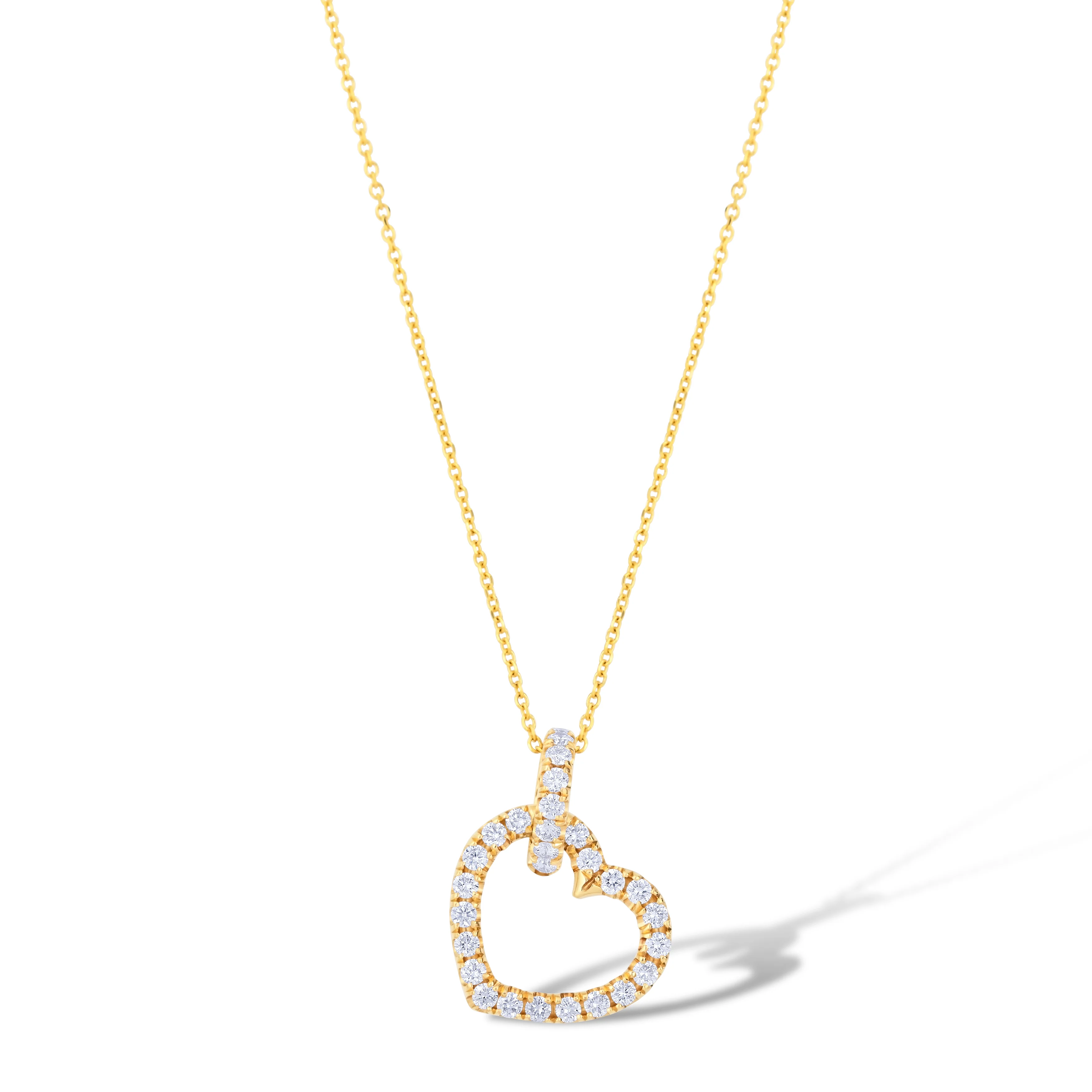 14K Yellow Gold Multi Shape Diamond Heart Pendant Necklace - Image 2