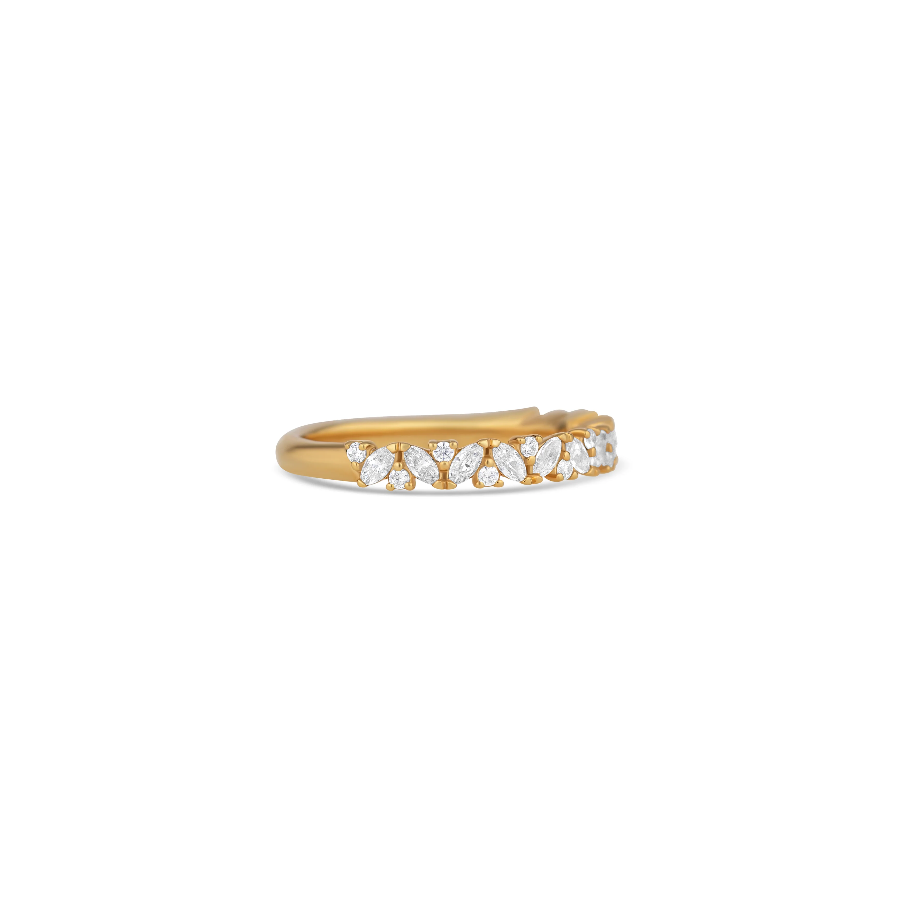 14K Yellow Gold Round And Marquise Diamond Band - Image 3