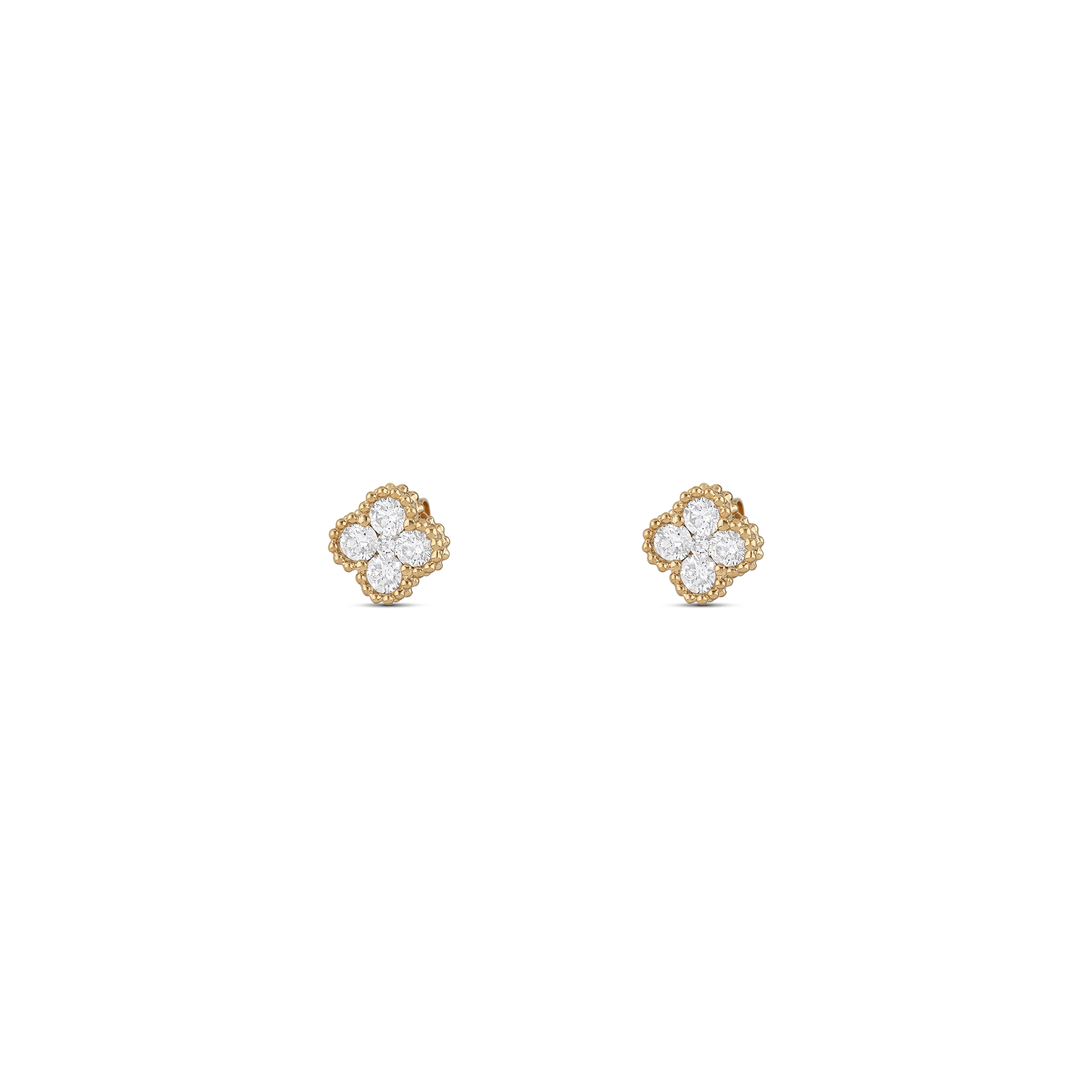 14K Yellow Gold Round Brilliant Diamond Cluster Stud Earrings - Image 2