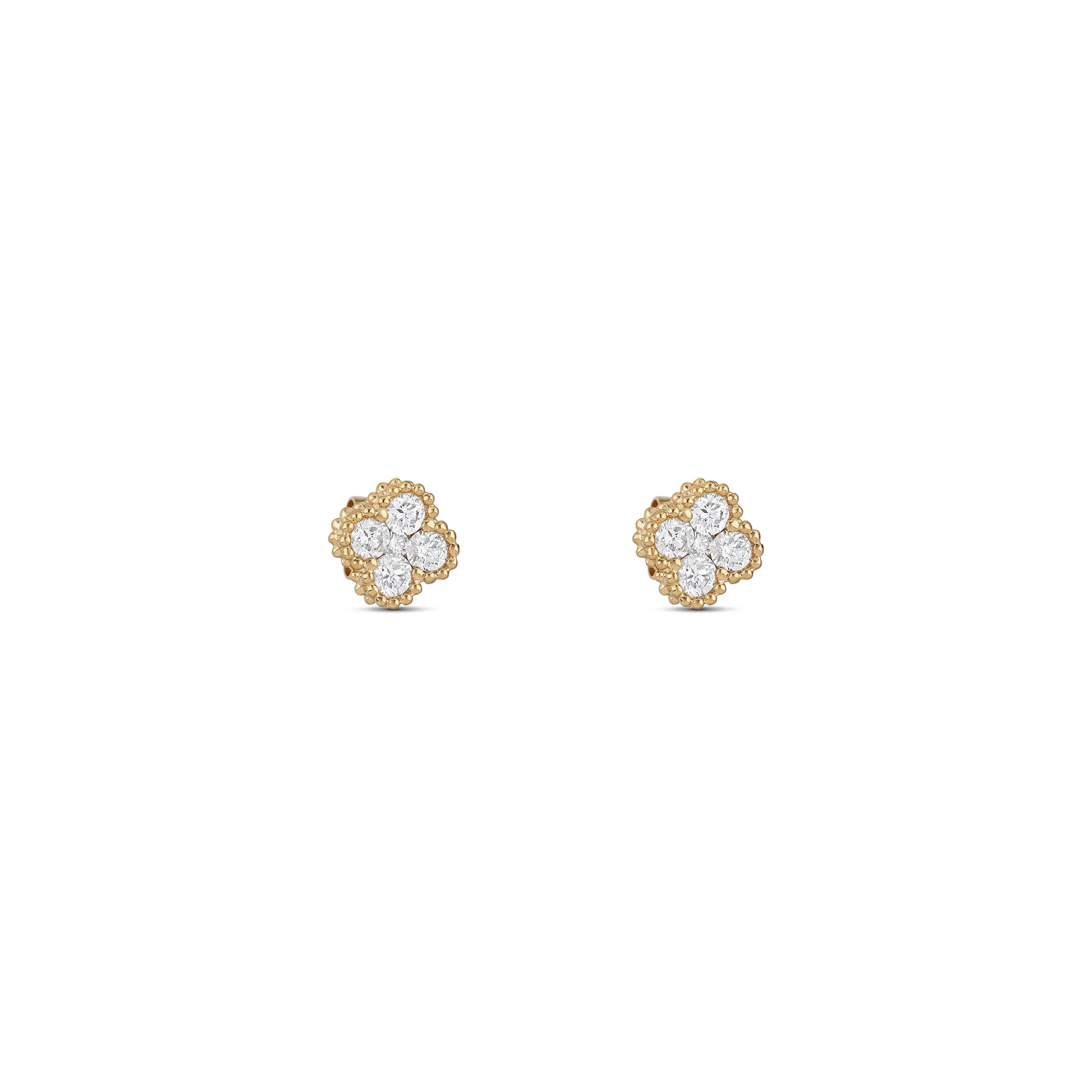 14K Yellow Gold Round Brilliant Diamond Cluster Stud Earrings - Image 3