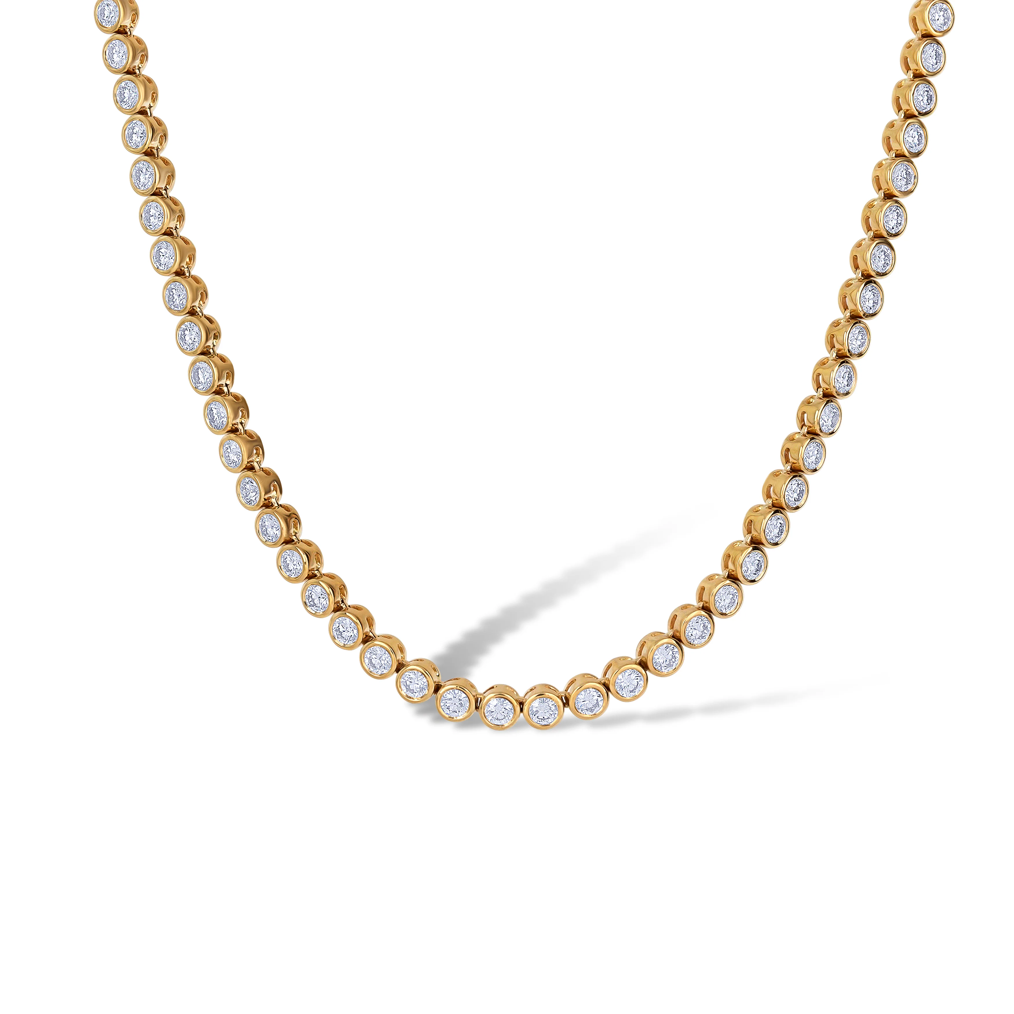 14K Yellow Gold Round Cut Diamond Bezel Set Necklace - Image 2
