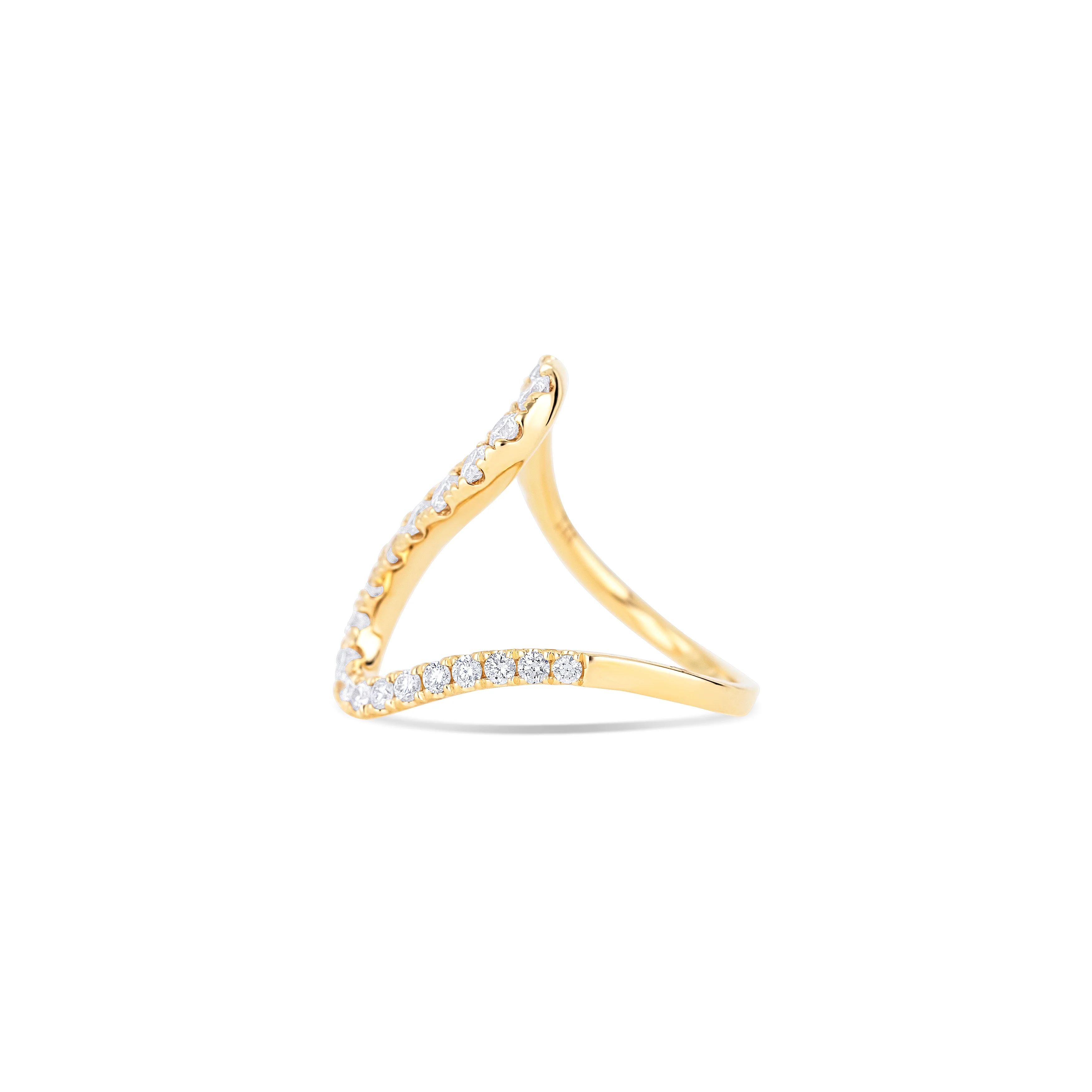 14K Yellow Gold Round Diamond Freeform Ring - Image 2