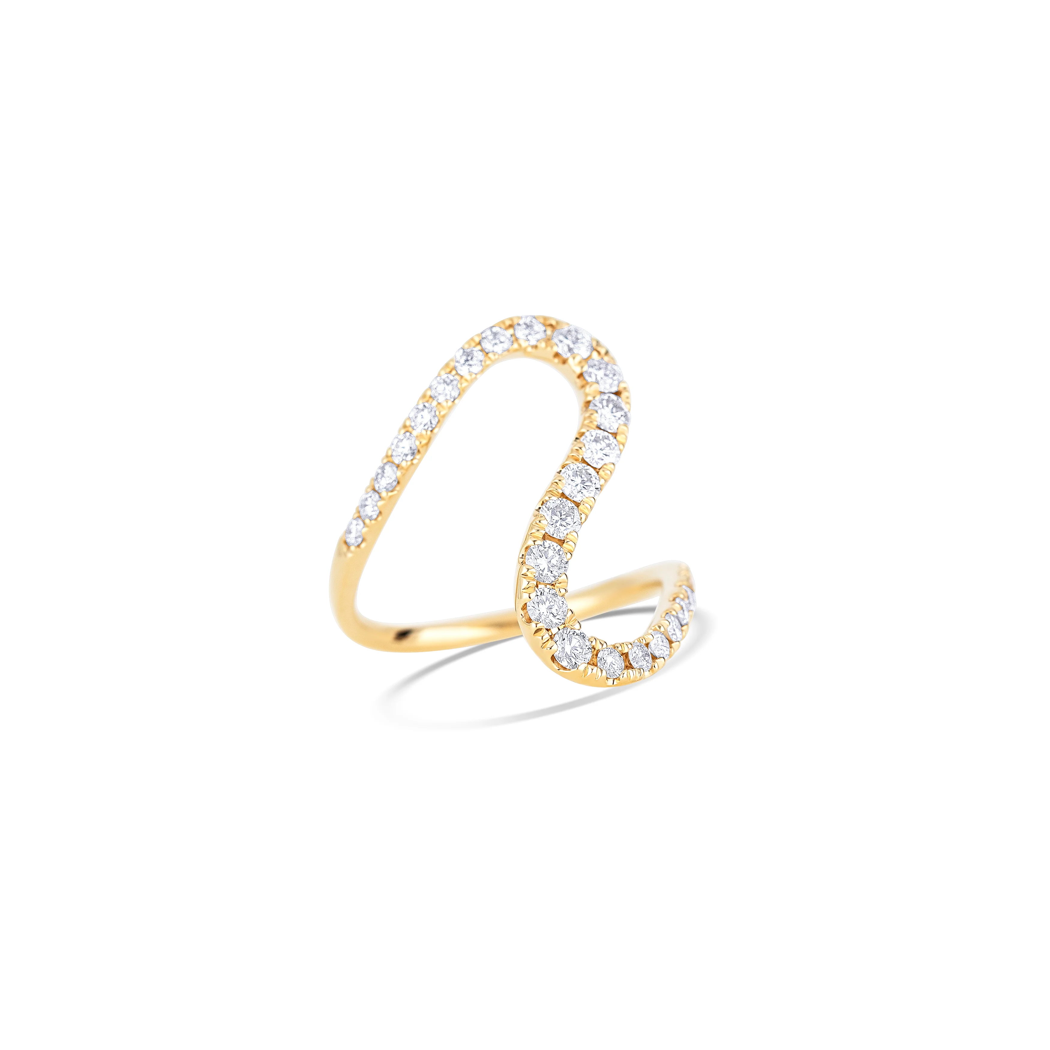 14K Yellow Gold Round Diamond Freeform Ring - Image 3
