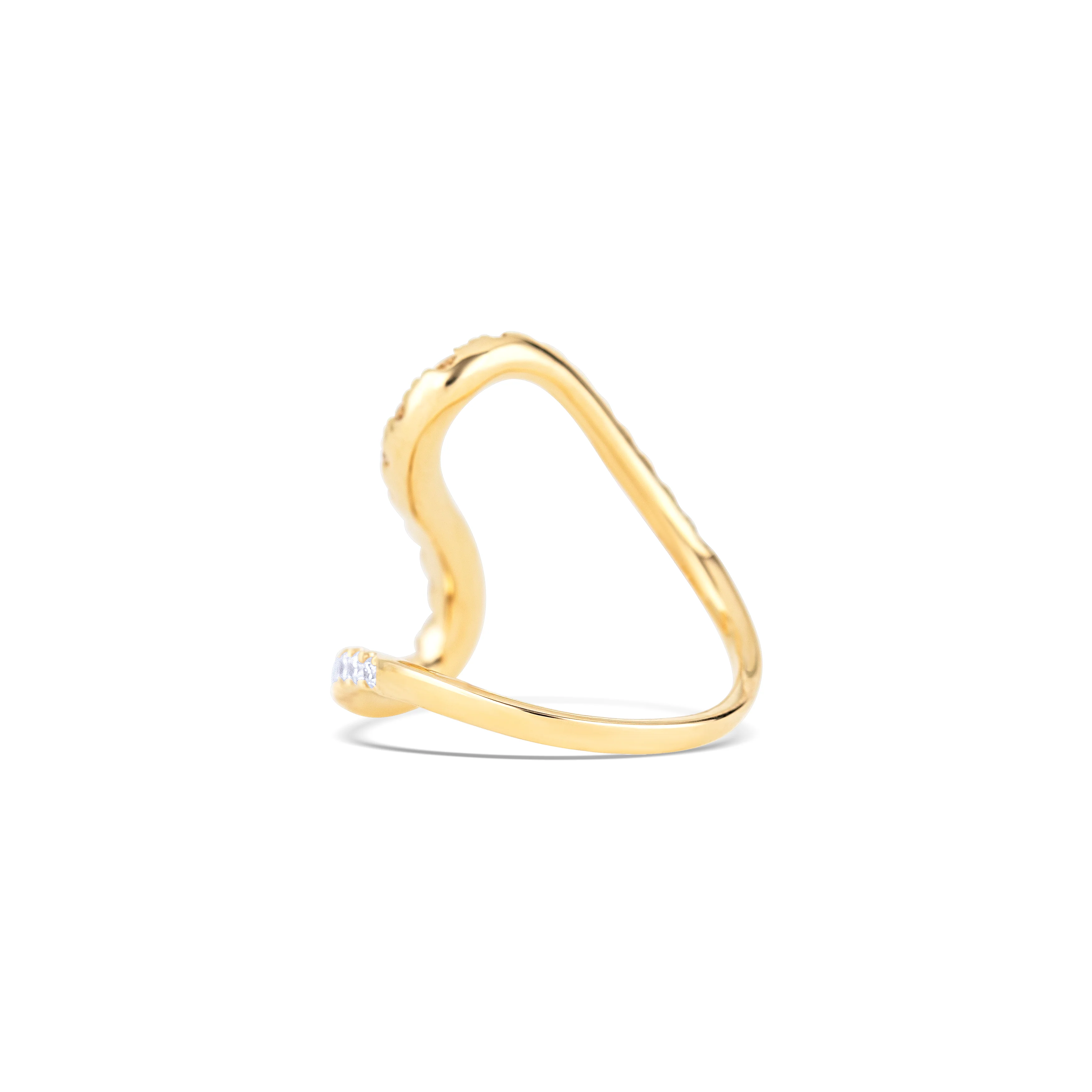 14K Yellow Gold Round Diamond Freeform Ring - Image 4
