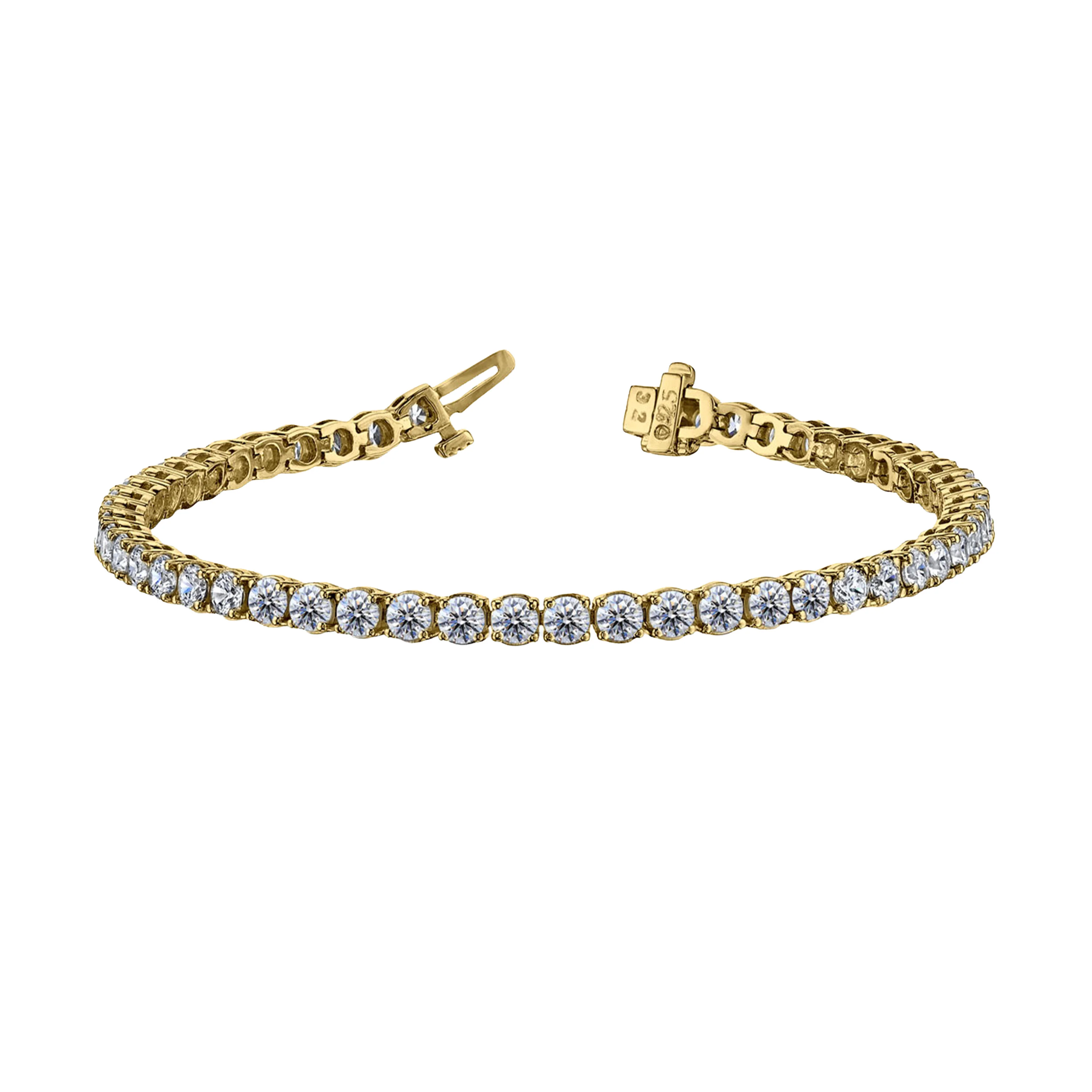 14K Yellow Gold Round Diamond Line Bracelet 5.95CTW