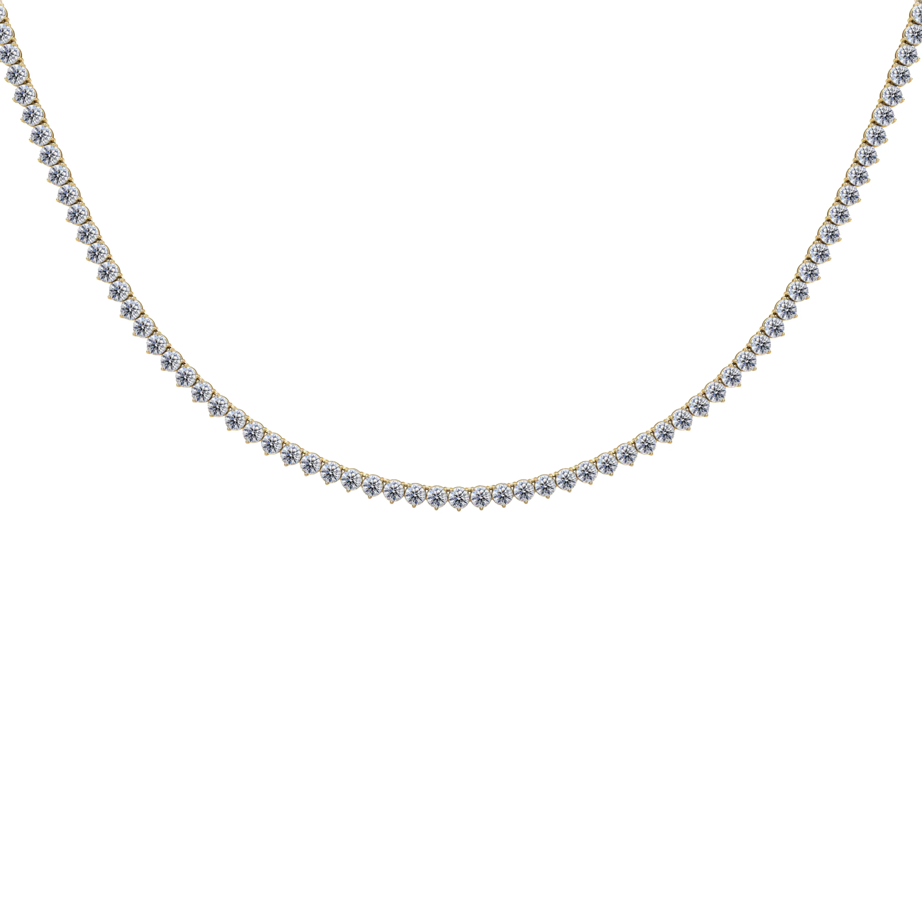 14K Yellow Gold Round Diamond Line Necklace 10.5CTW