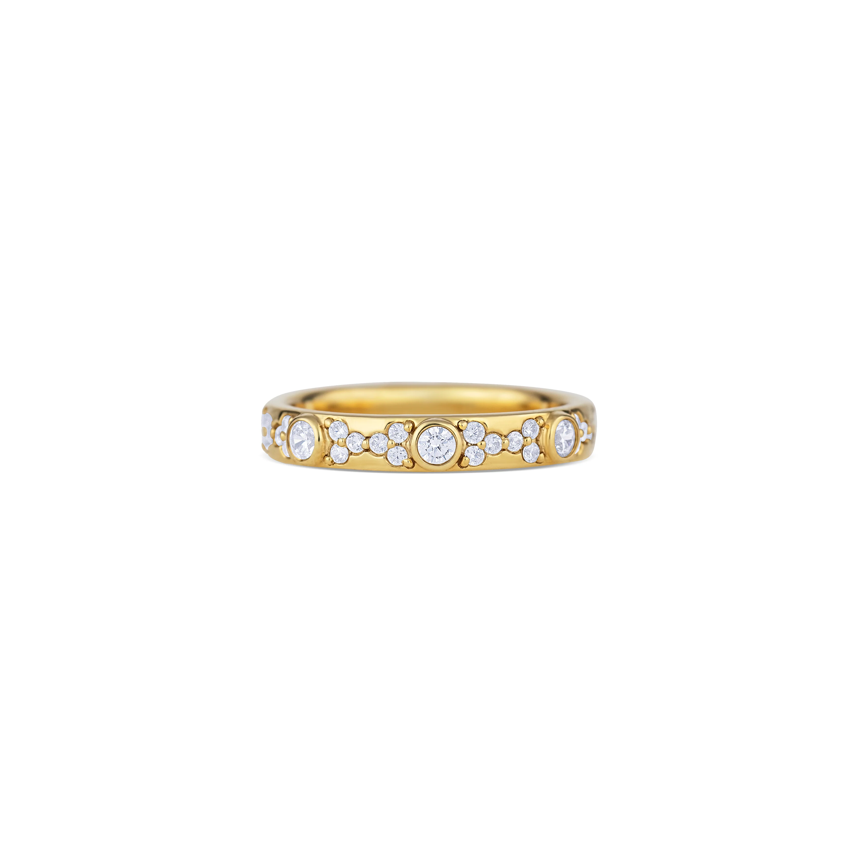 14K Yellow Gold Round Diamond Pattern Band