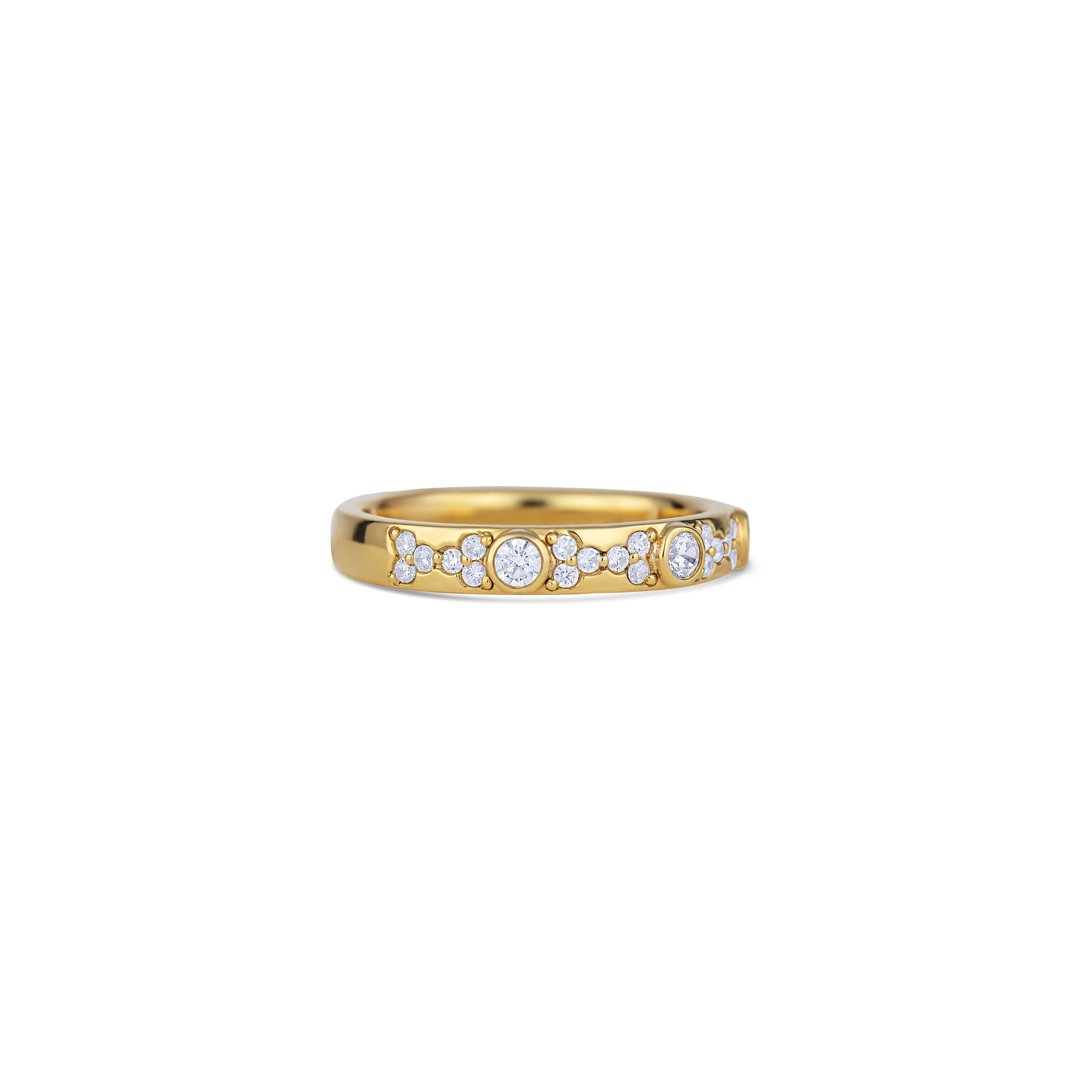 14K Yellow Gold Round Diamond Pattern Band - Image 3