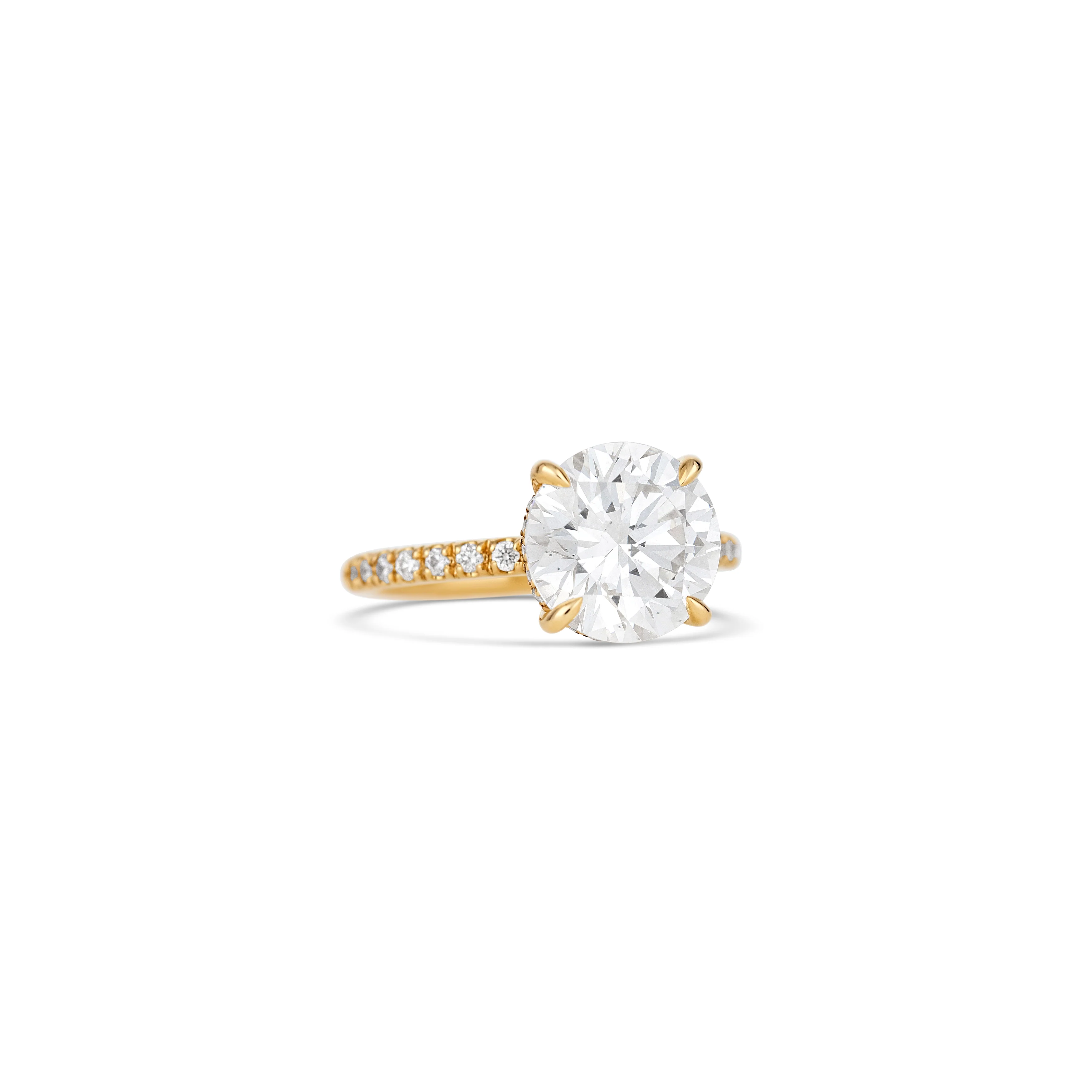14K Yellow Gold Round Diamond Pave Engagement Ring - Image 3