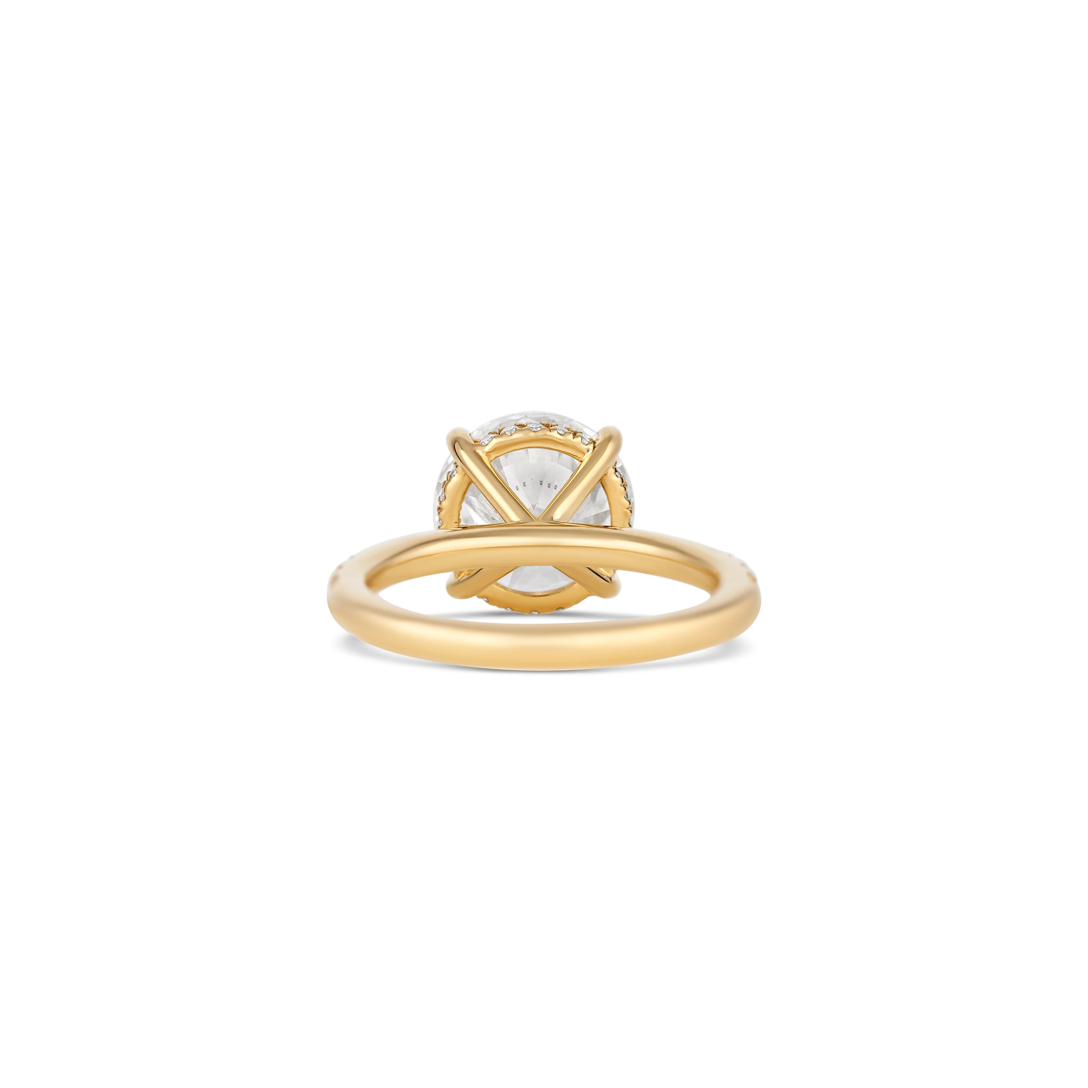 14K Yellow Gold Round Diamond Pave Engagement Ring - Image 4