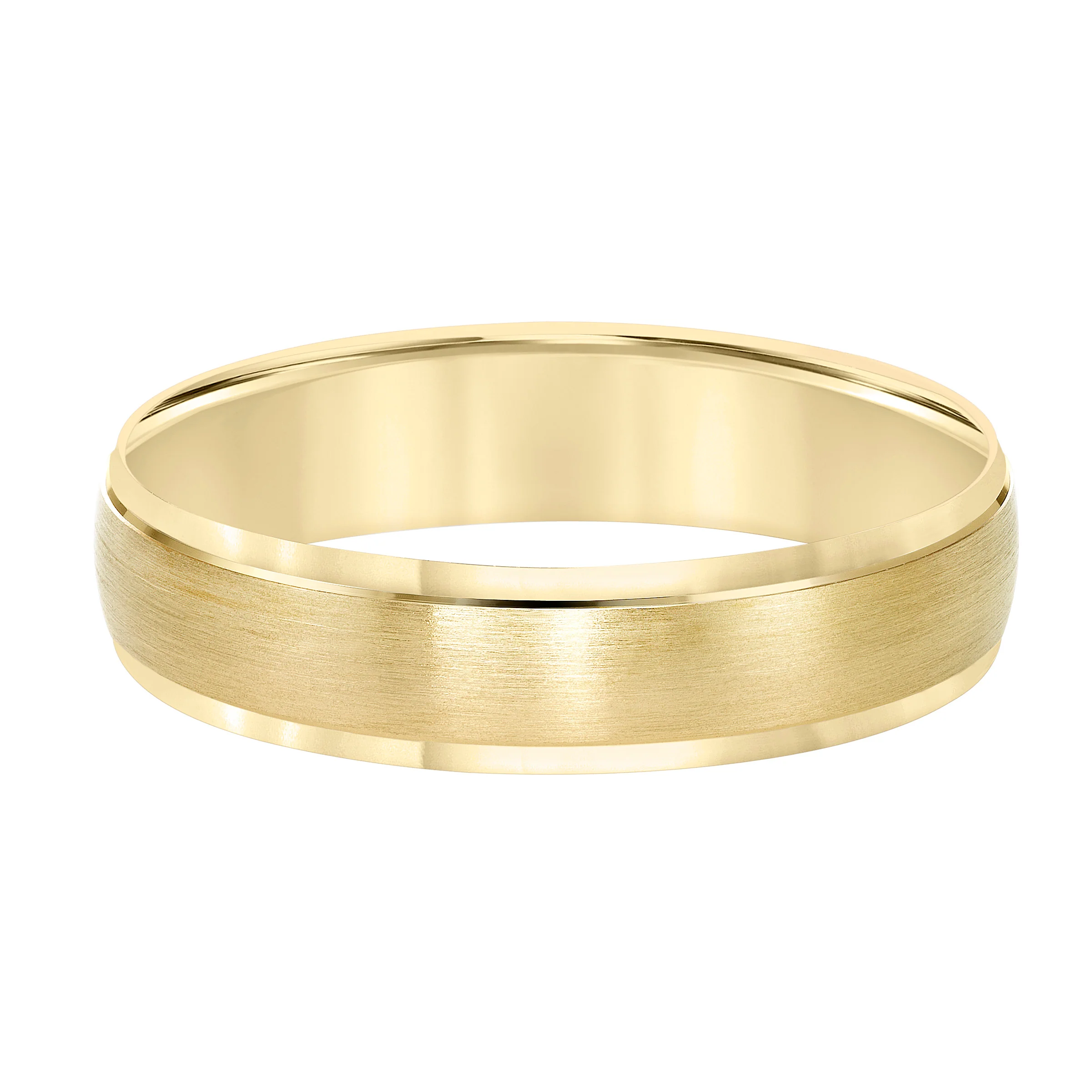 14K Yellow Gold Round Edge Low Dome Wedding Band 5mm - Image 2