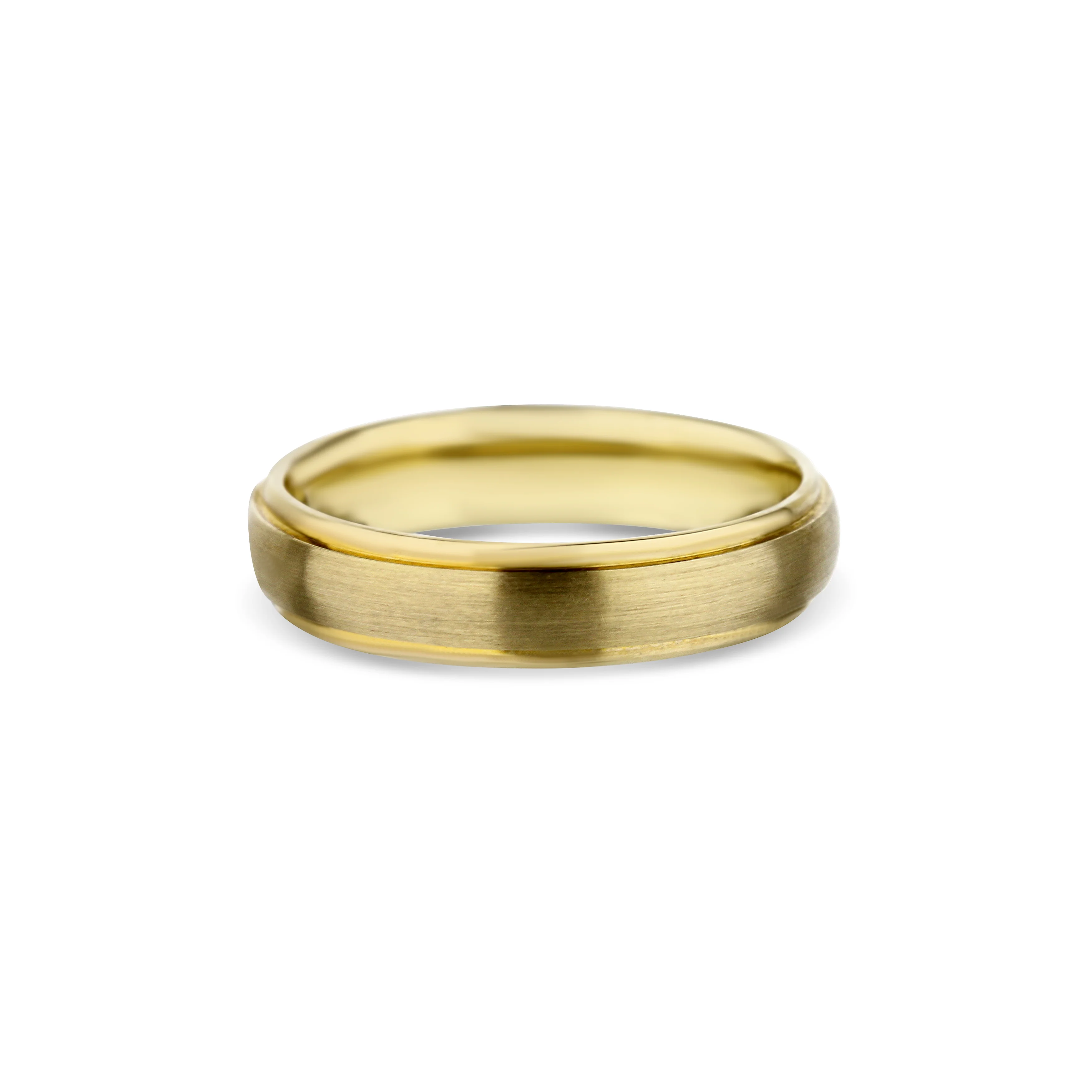 14K Yellow Gold Round Edge Low Dome Wedding Band 5mm - Image 3