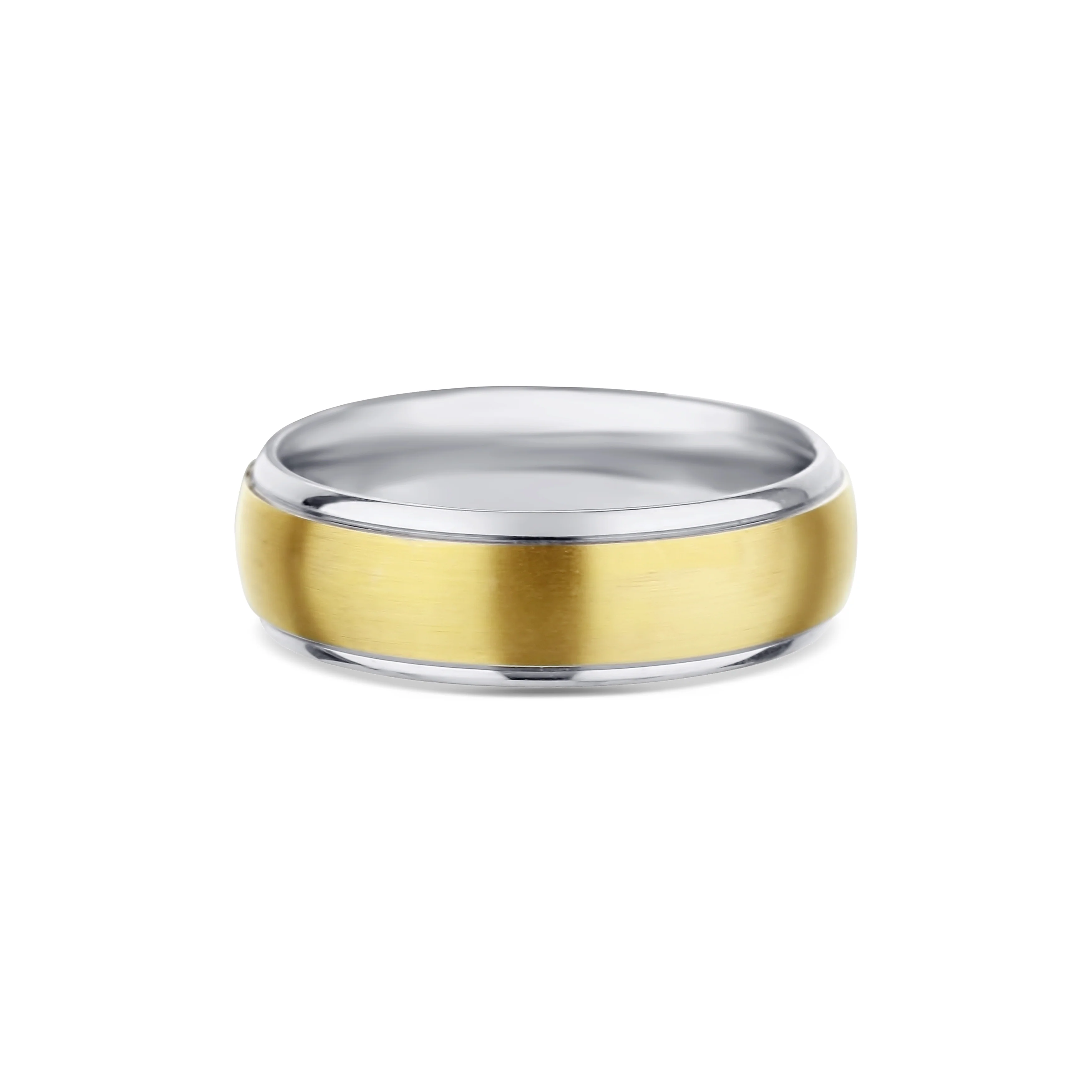 14K Yellow Gold Round Edge Low Dome Wedding Band 7mm
