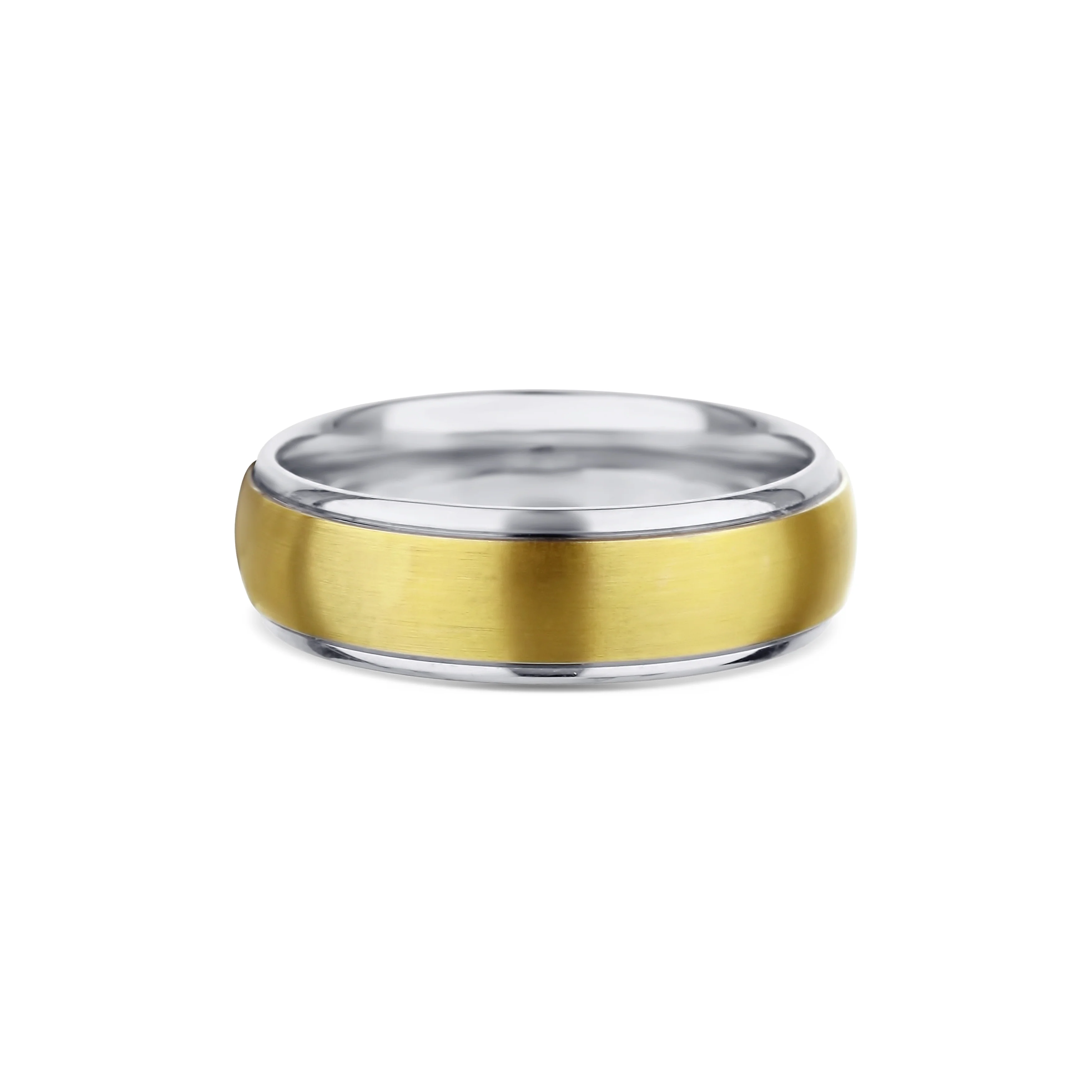 14K Yellow Gold Round Edge Low Dome Wedding Band 7mm - Image 2