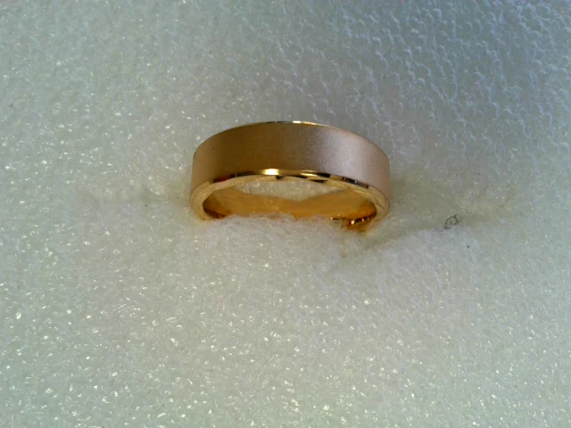 14K Yellow Gold Satin Finish Ultra Satin Finish Swiss Cut Bevel Edge Wedding Band 6.5mm - Image 2