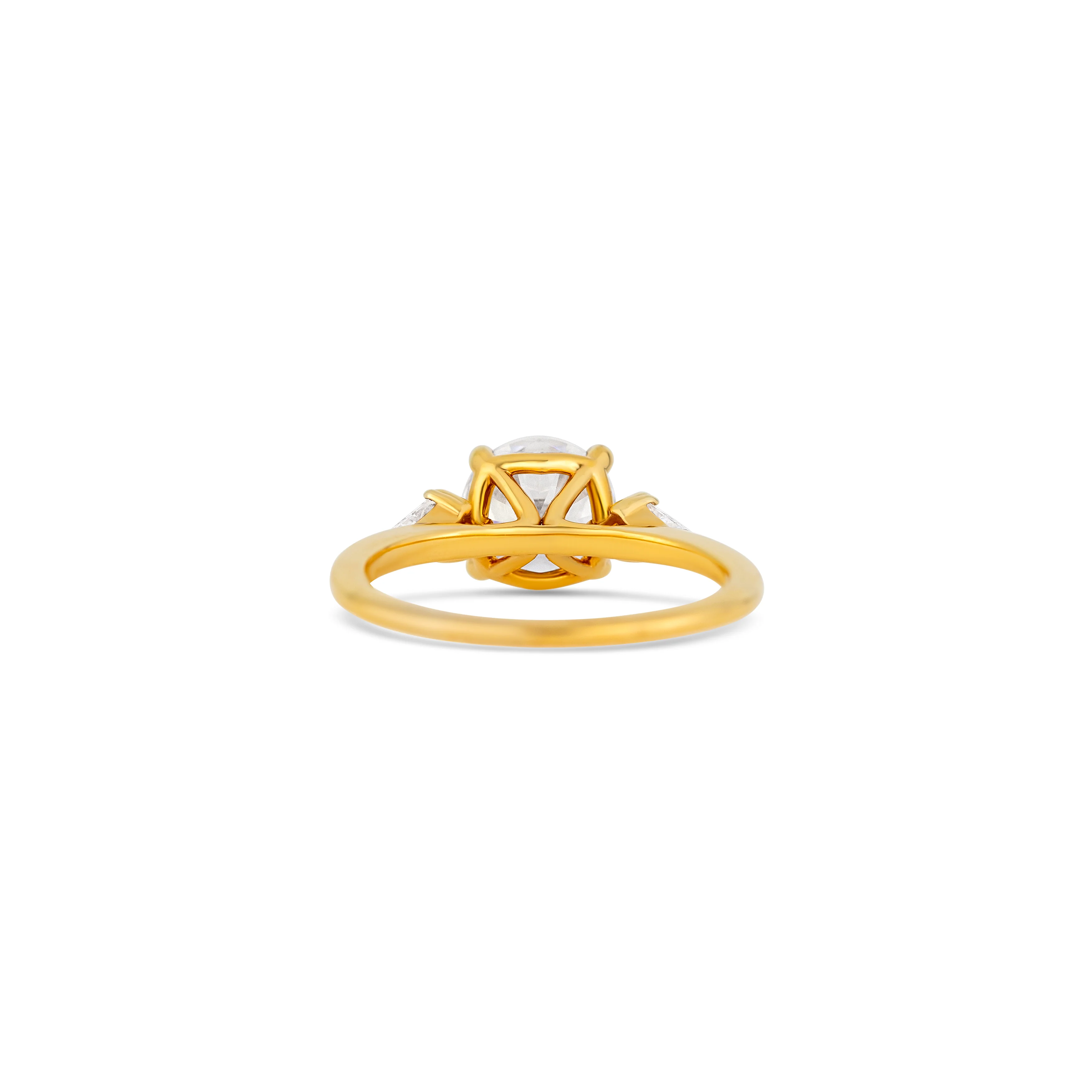 14K Yellow Gold Three-Stone Diamond Engagement Ring Setting - Image 4