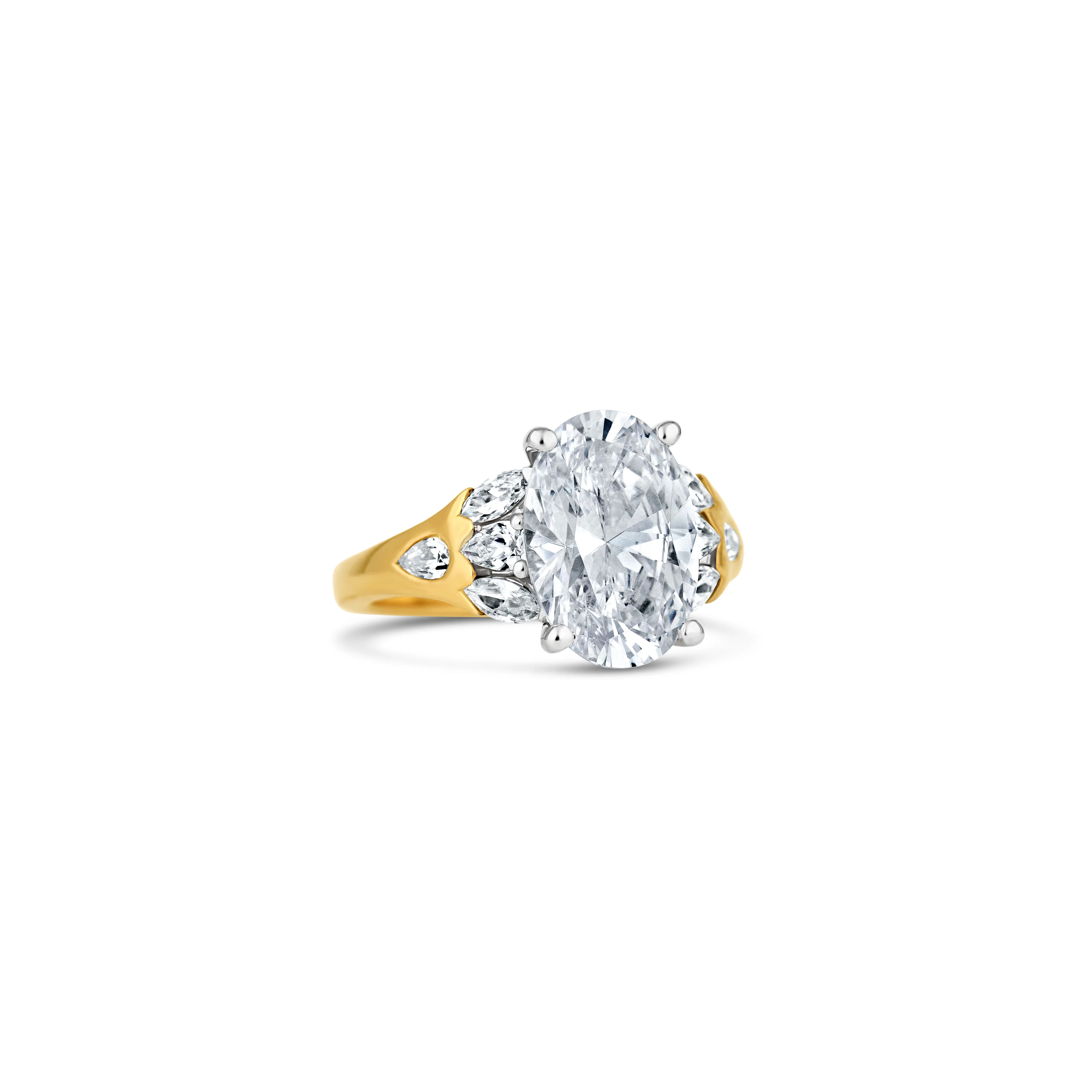 14K Yellow Gold Three-Stone Diamond Engagement Ring Setting - Image 3