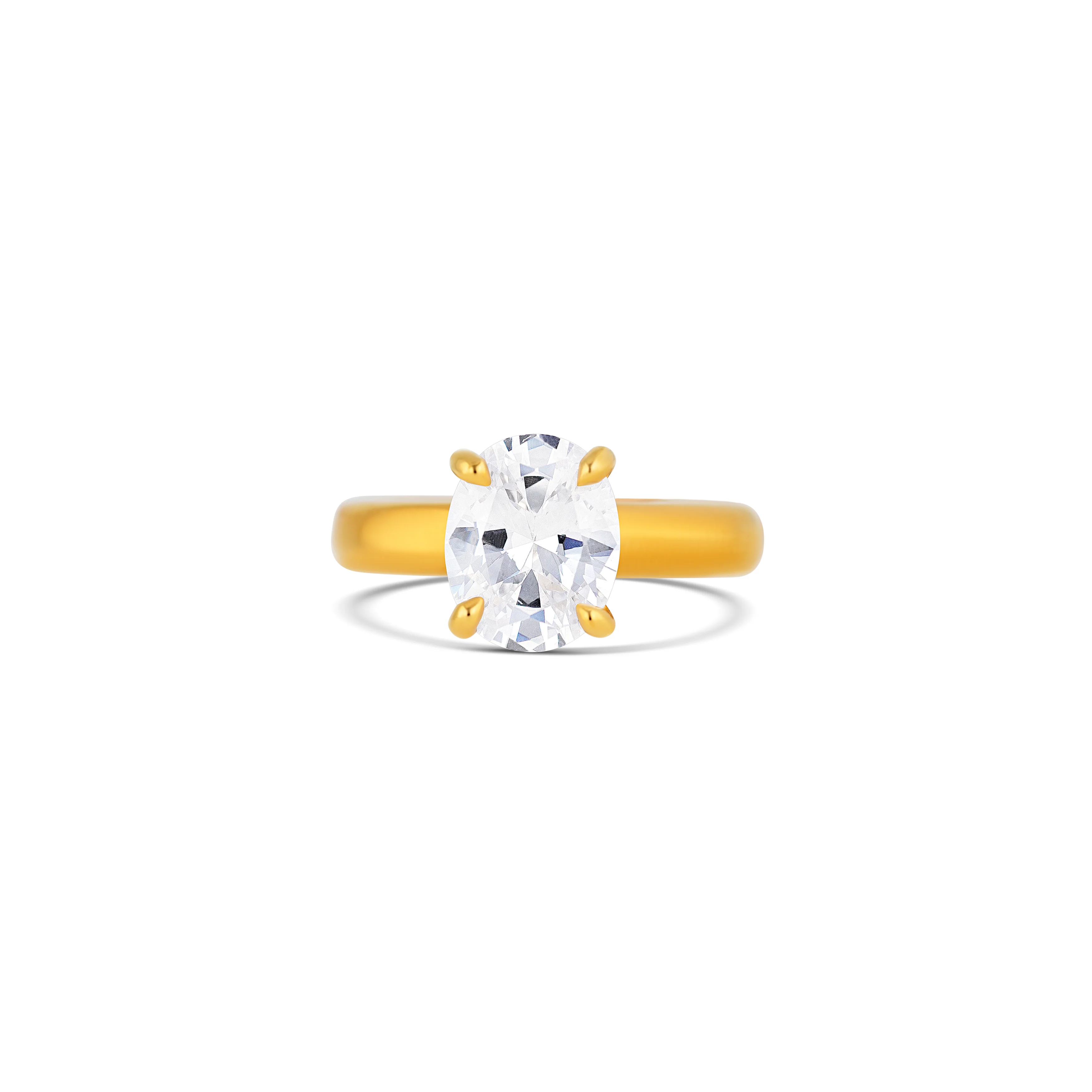 14K Yellow Gold Wide Band Oval Diamond Engagement Ring Setting
