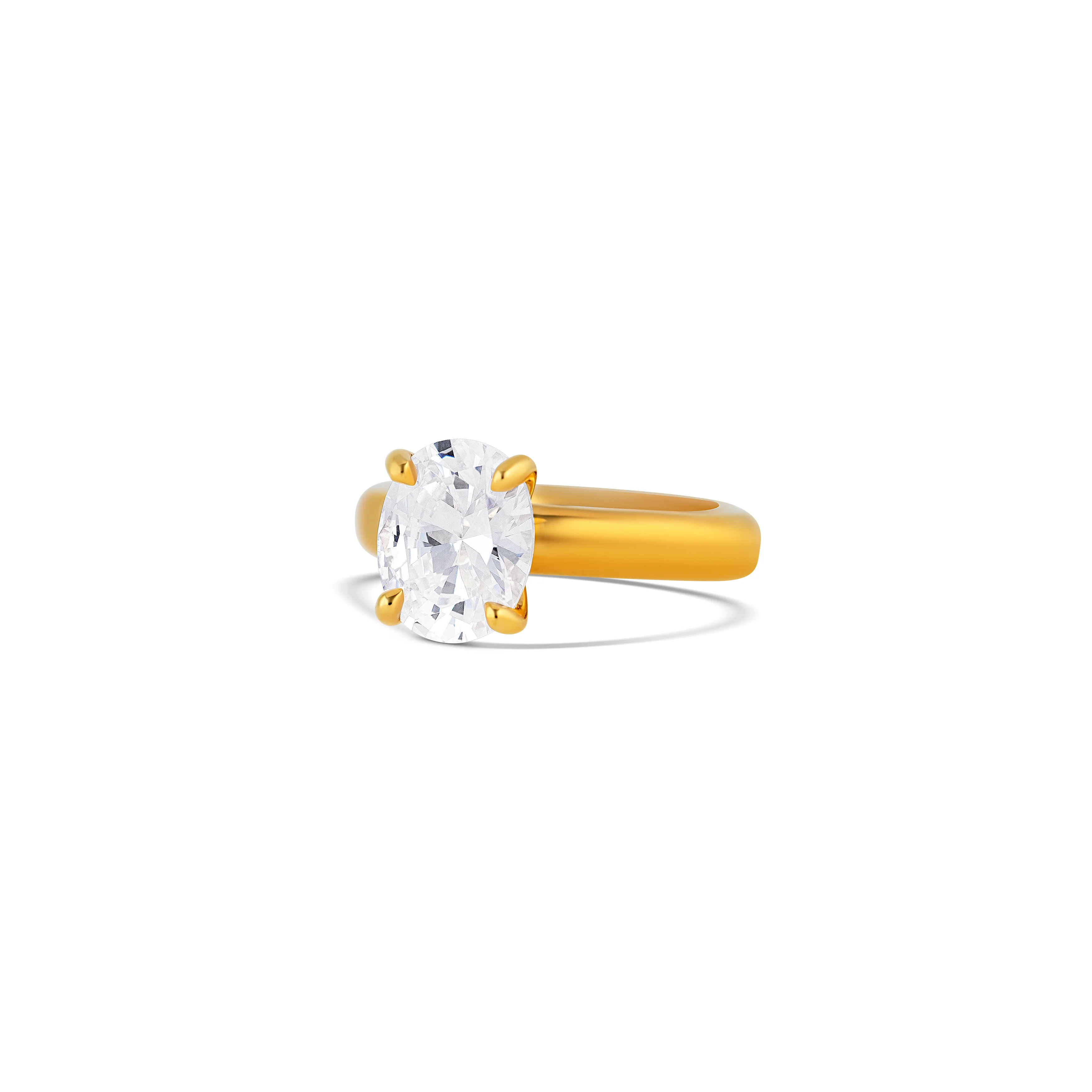 14K Yellow Gold Wide Band Oval Diamond Engagement Ring Setting - Image 2