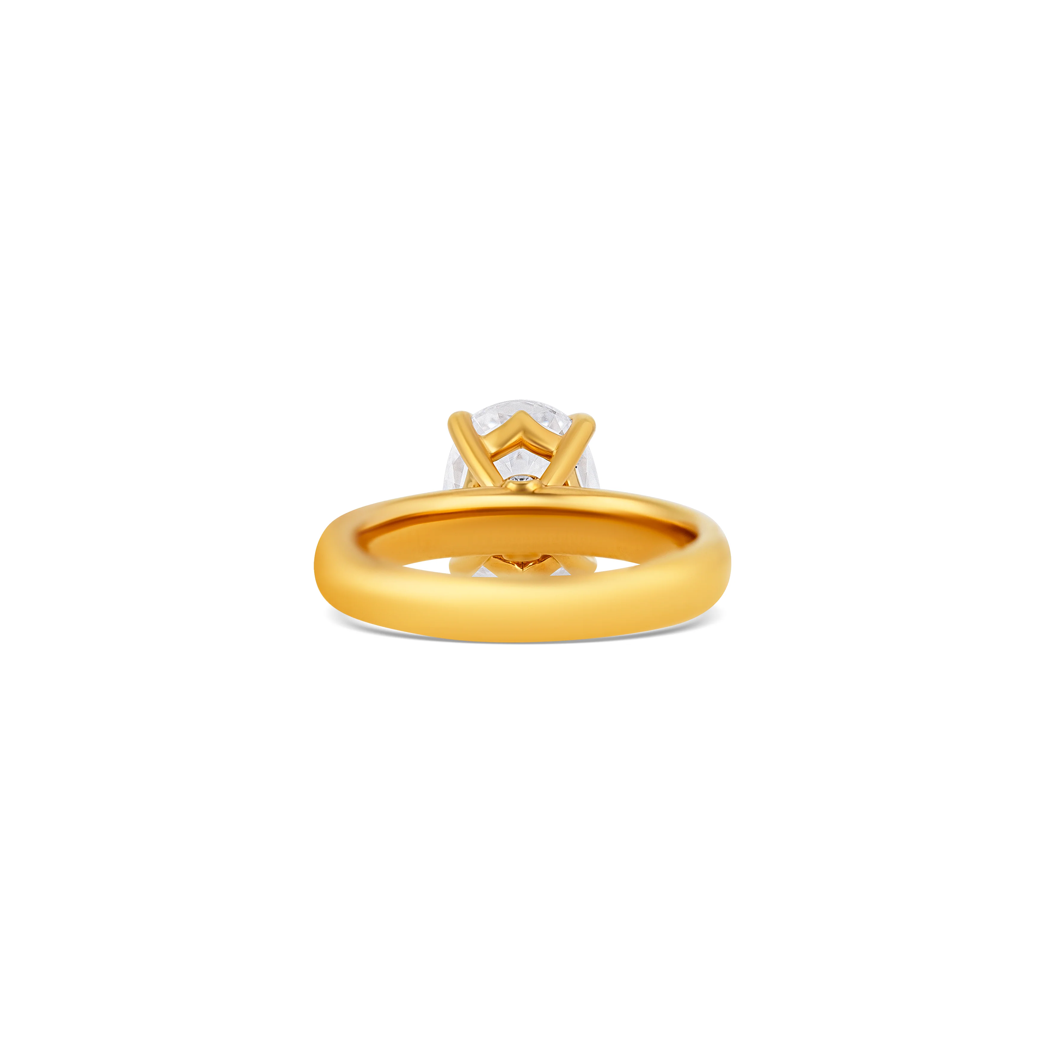 14K Yellow Gold Wide Band Oval Diamond Engagement Ring Setting - Image 4