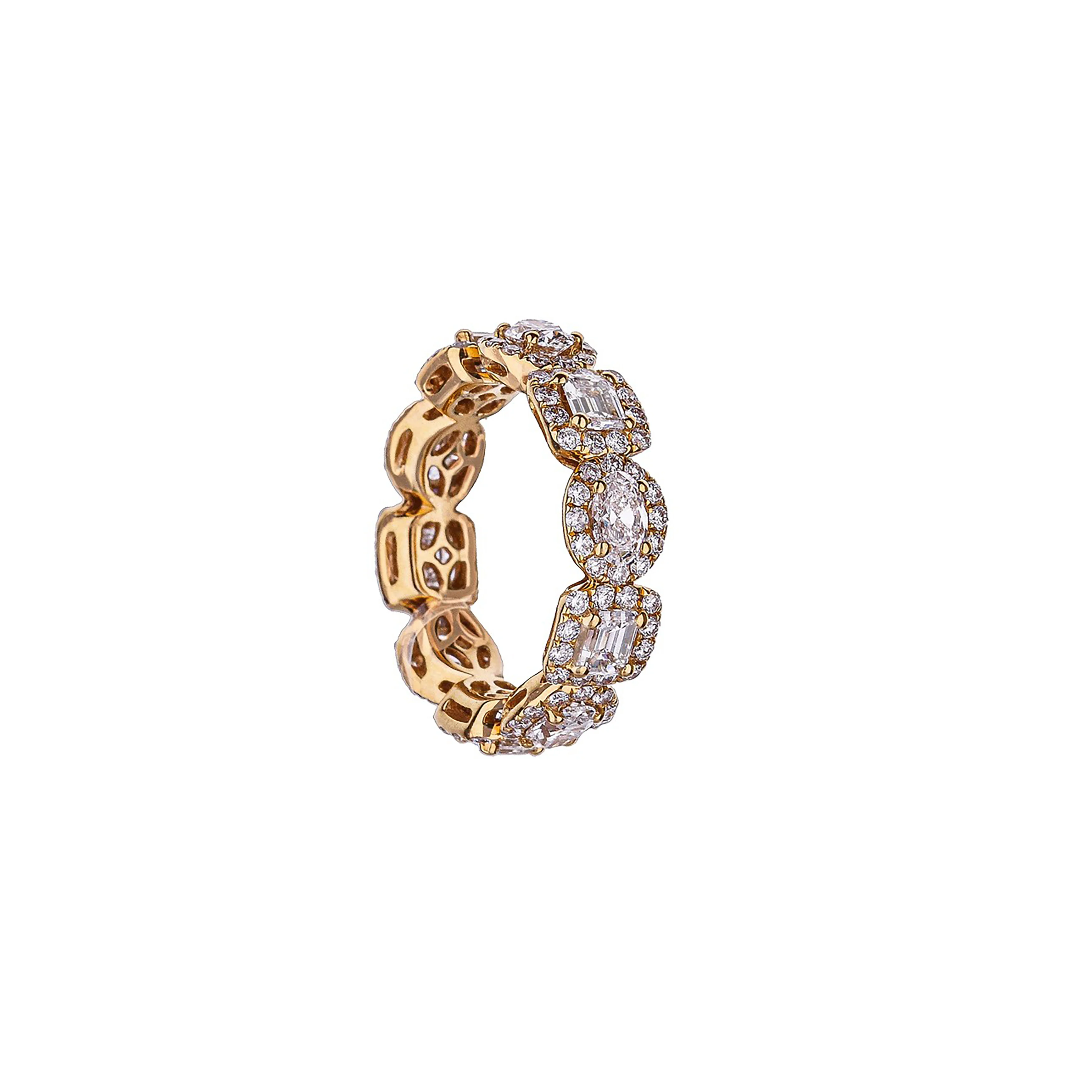 18K Rose Gold Alternating Emerald And Oval Diamond Eternity Band - Image 3