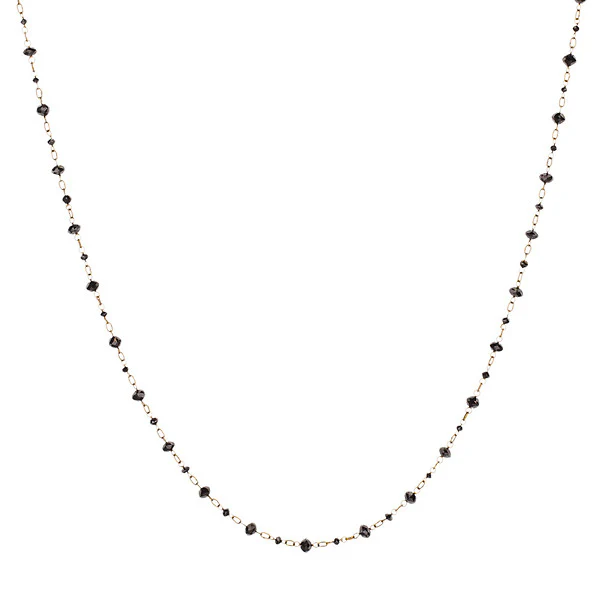 18K Rose Gold Black Diamond Briolette Bead 20" Necklace