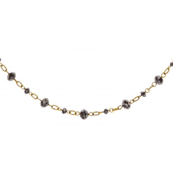 18K Rose Gold Black Diamond Briolette Bead 20" Necklace - Image 2