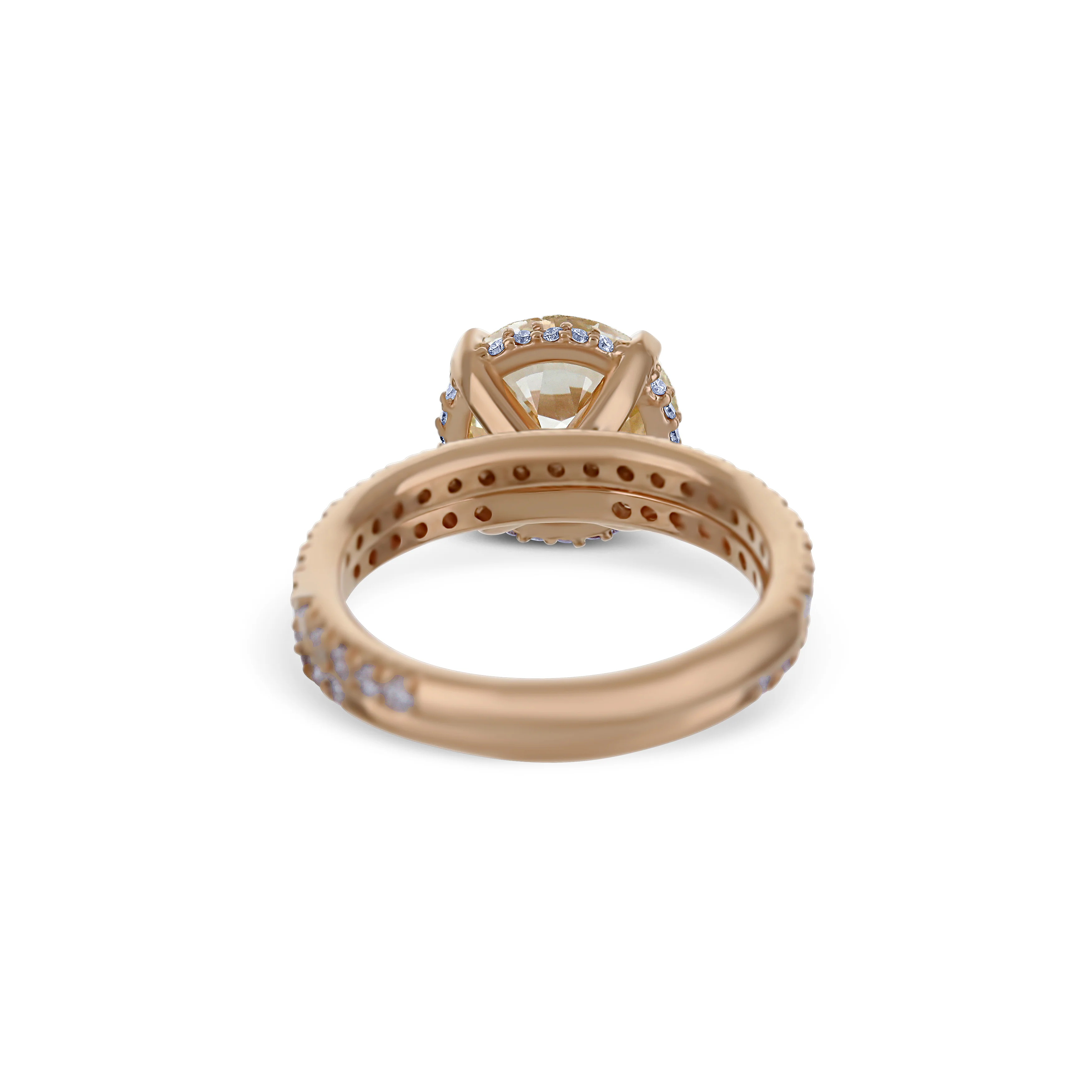 18K Rose Gold Bridal Set With Gia Certified Old European Brilliant Round Diamond Center Stone - Image 4