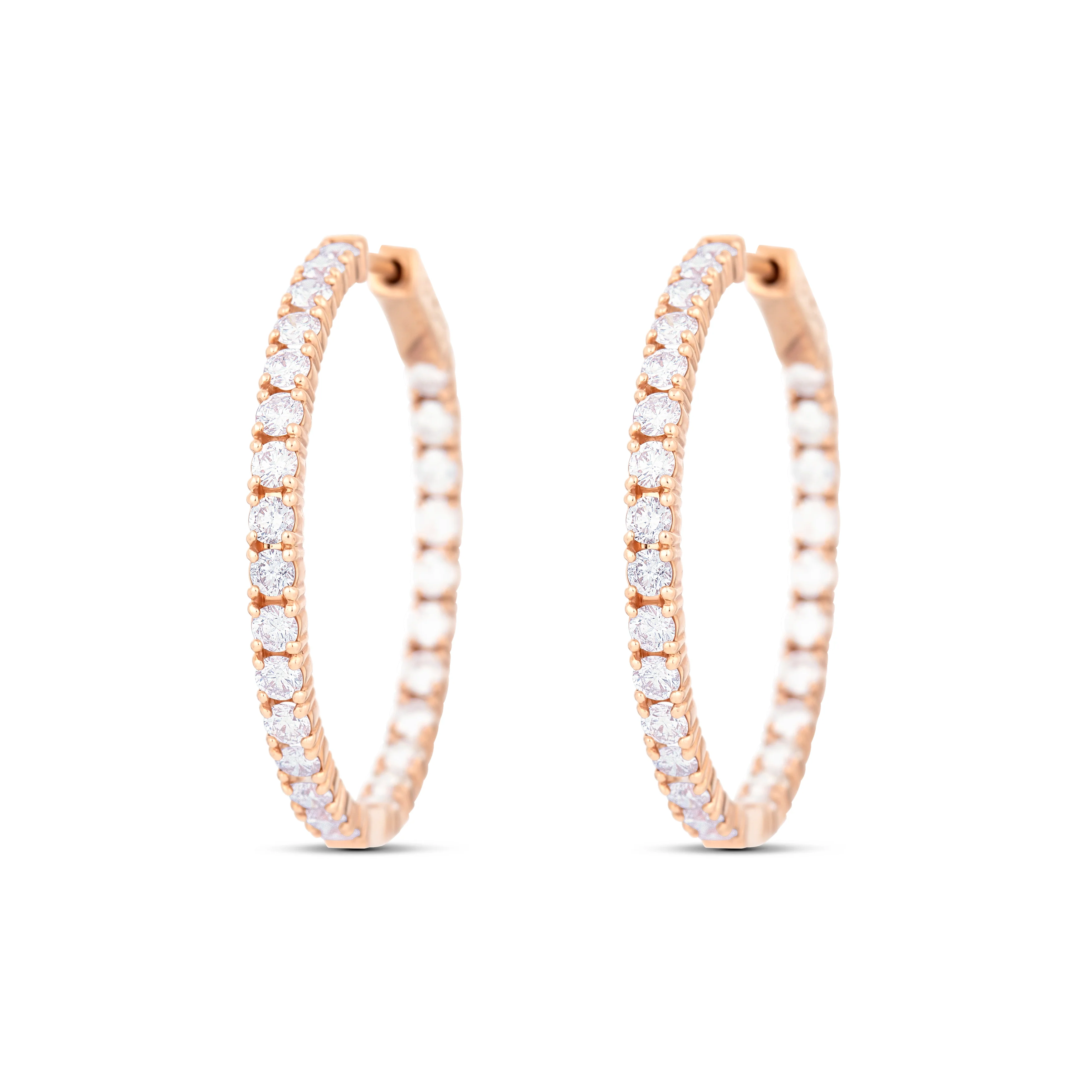 18K Rose Gold Diamond Inside-Out Earrings - Image 2