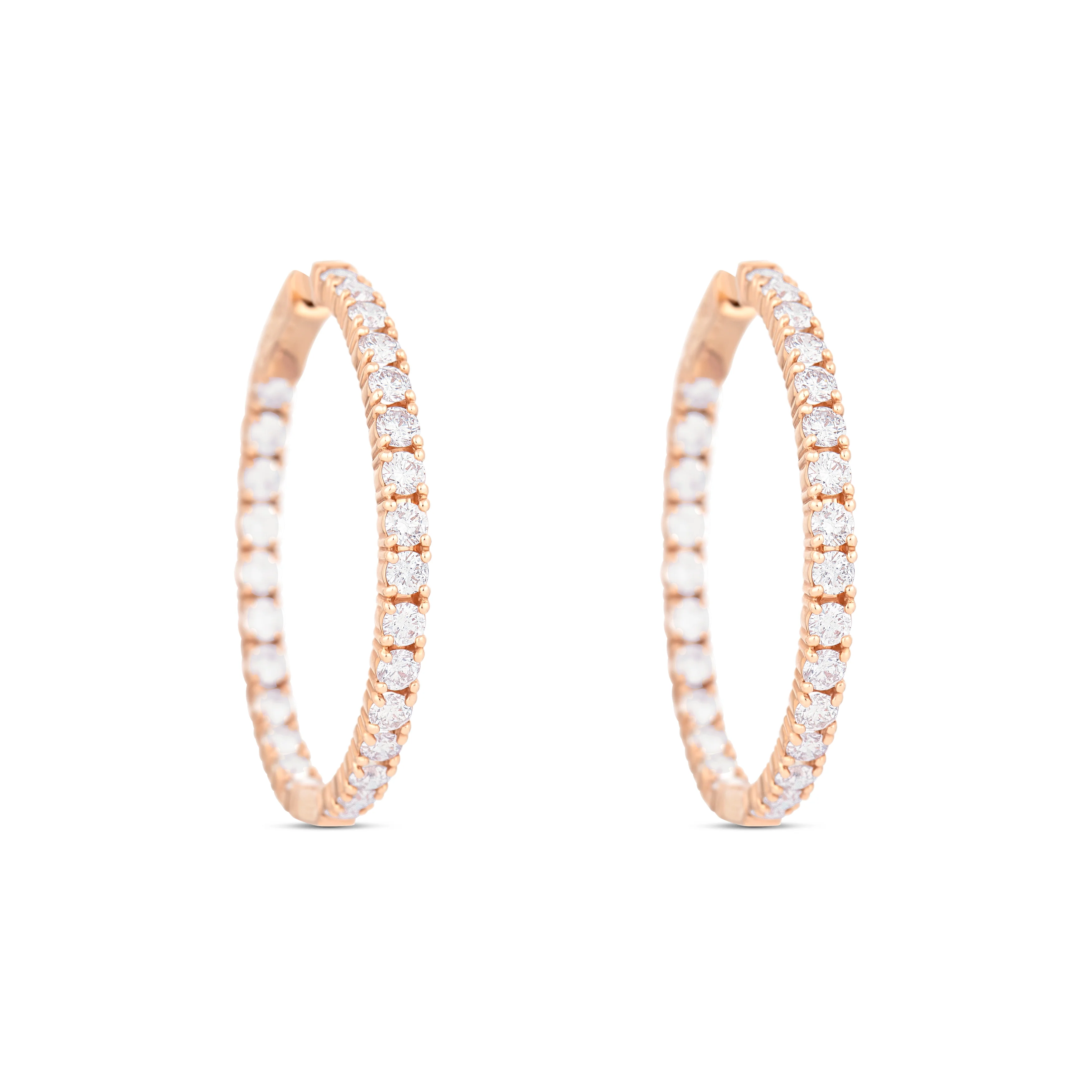 18K Rose Gold Diamond Inside-Out Earrings - Image 3