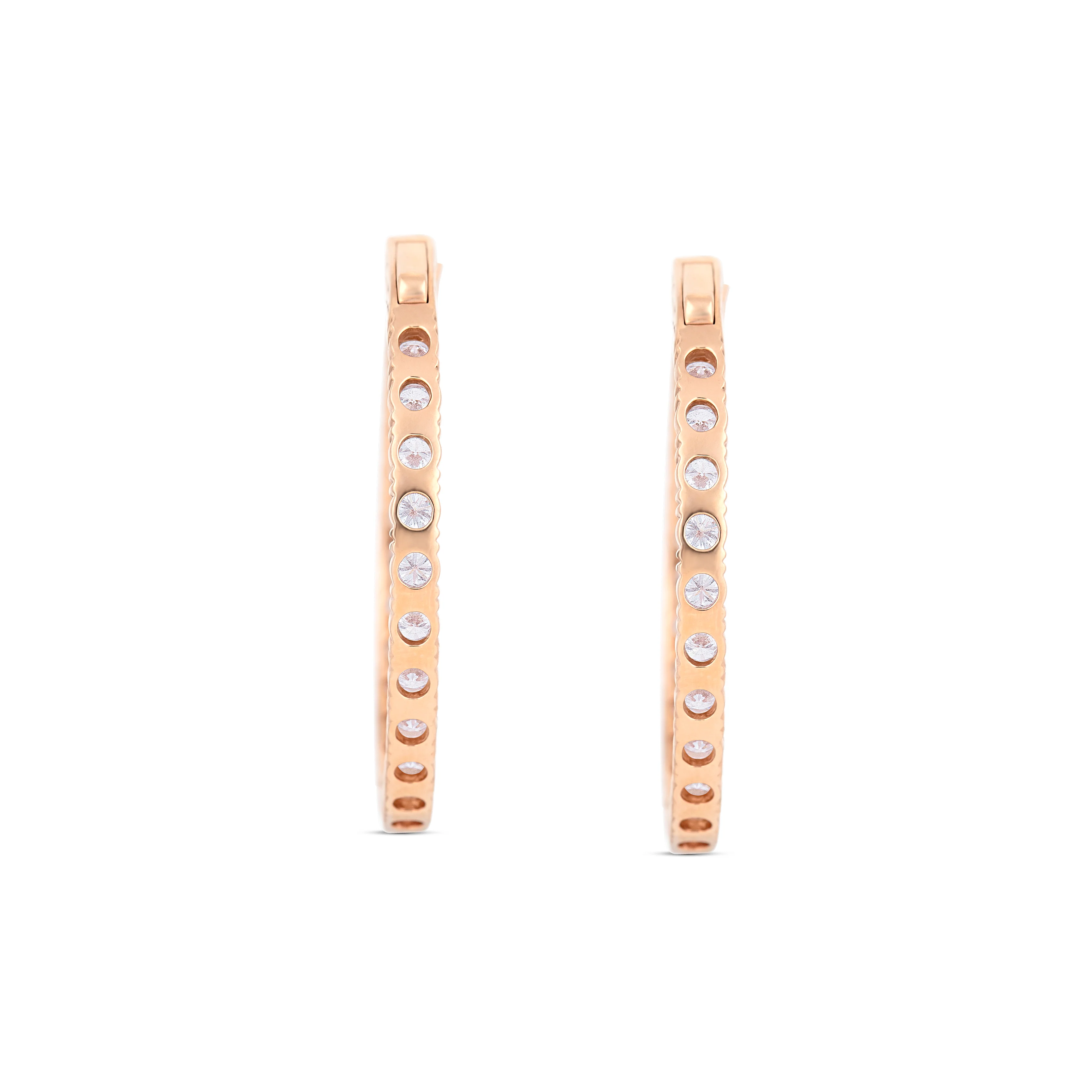 18K Rose Gold Diamond Inside-Out Earrings - Image 4