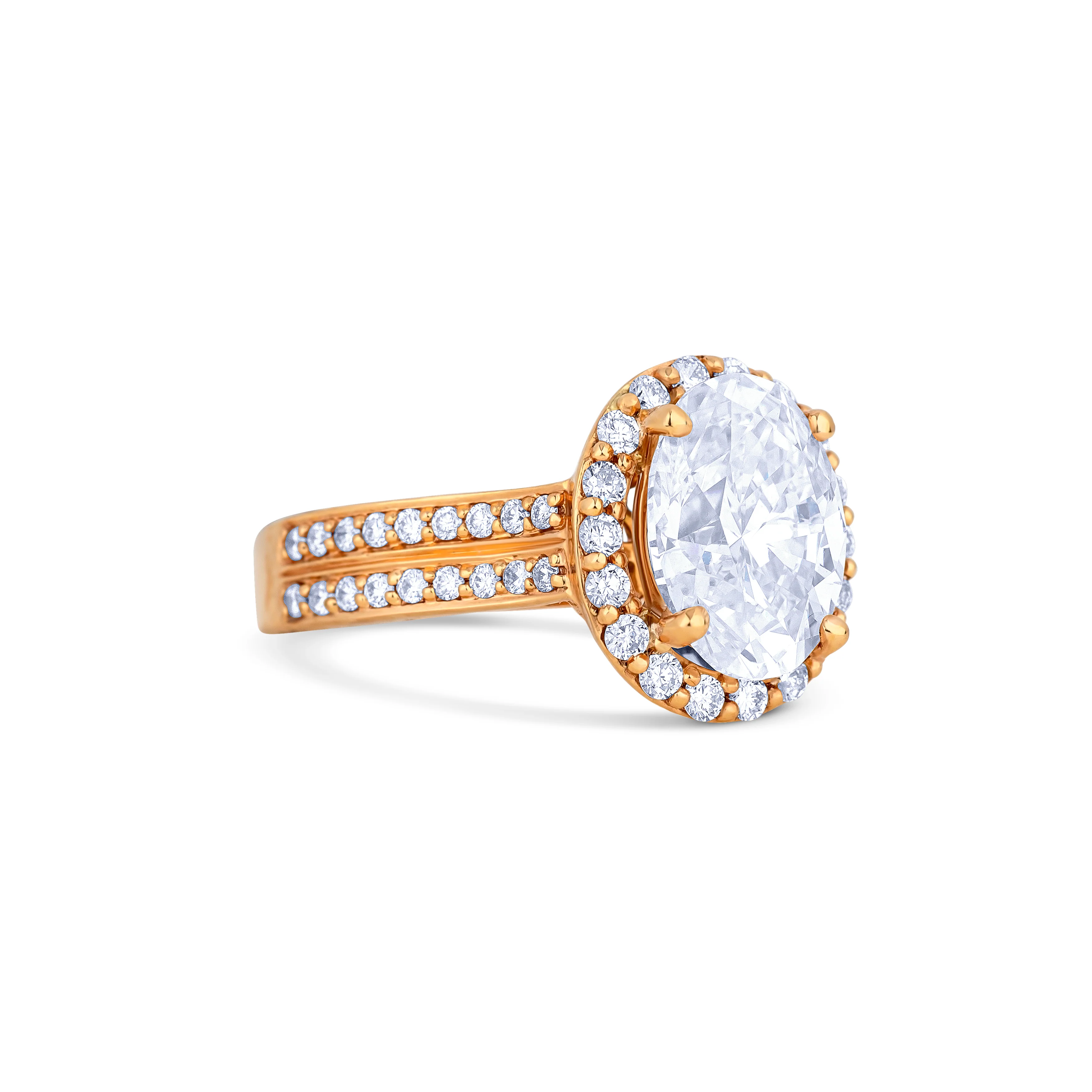 18K Rose Gold Opulent Oval Set In Rose Gold Engagement Ring - Image 3