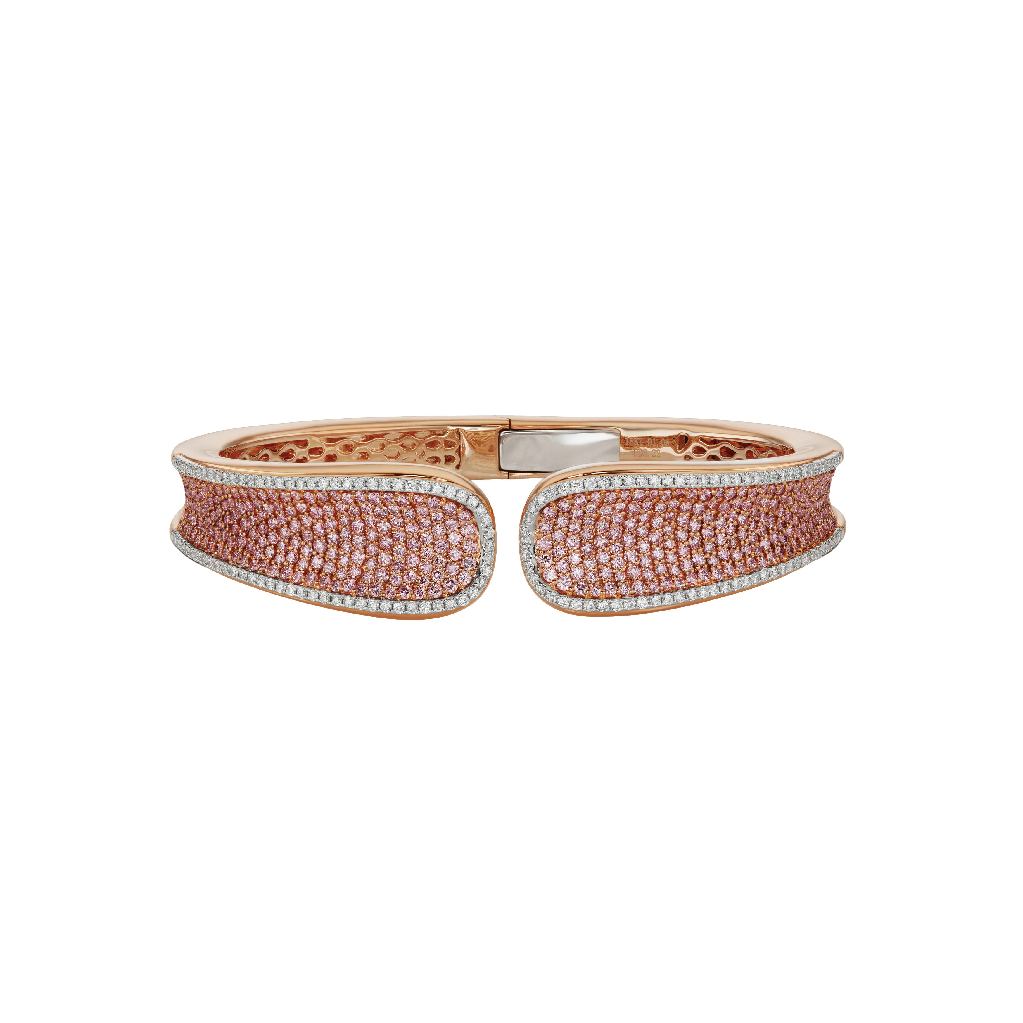 18k Rose Gold Pink and White Diamond Saddle Cuff