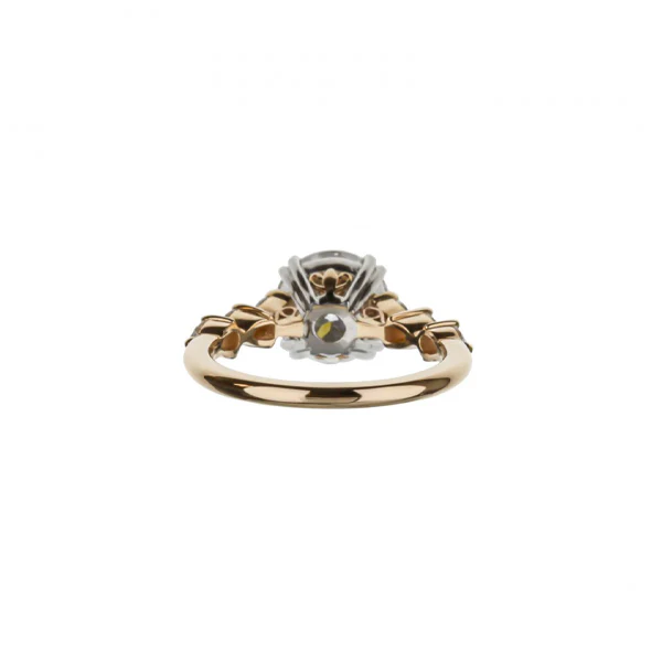 18K Rose Gold Round Brilliant Diamond Center With 6 Pear Shaped Diamond Custom Engagement Ring - Image 4